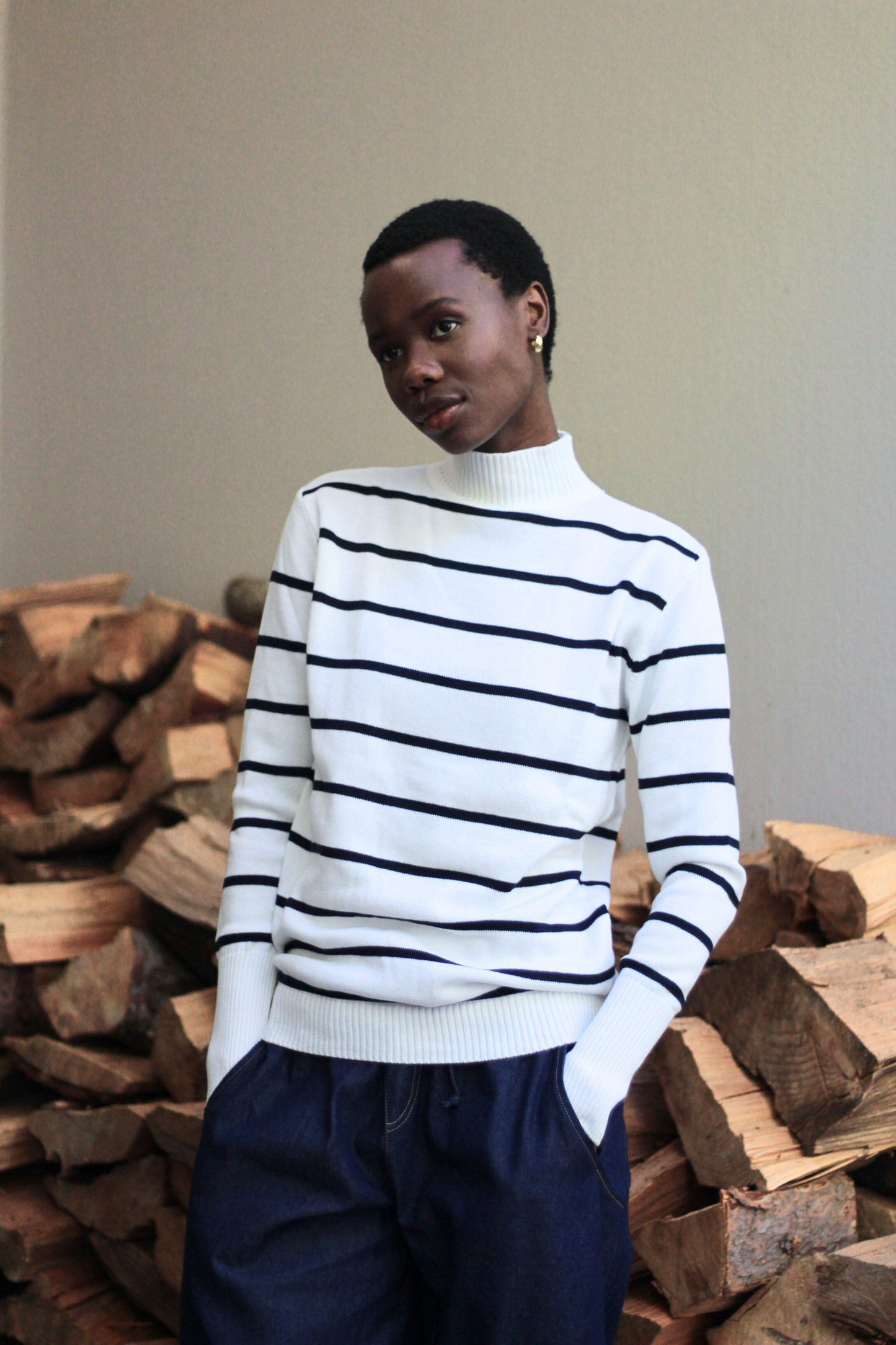 Thyme Cotton Mock-Neck Knit