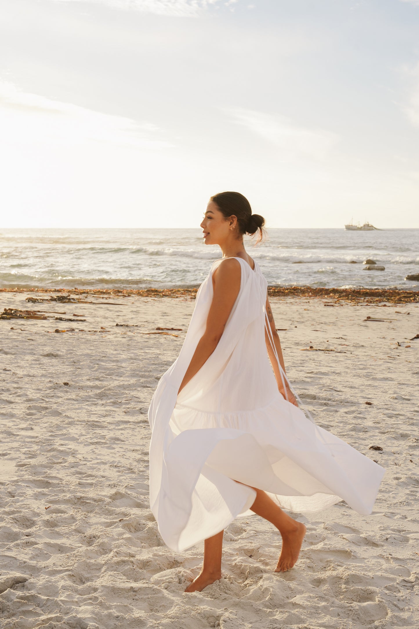 Rowan Cotton Gathered Halterneck Dress