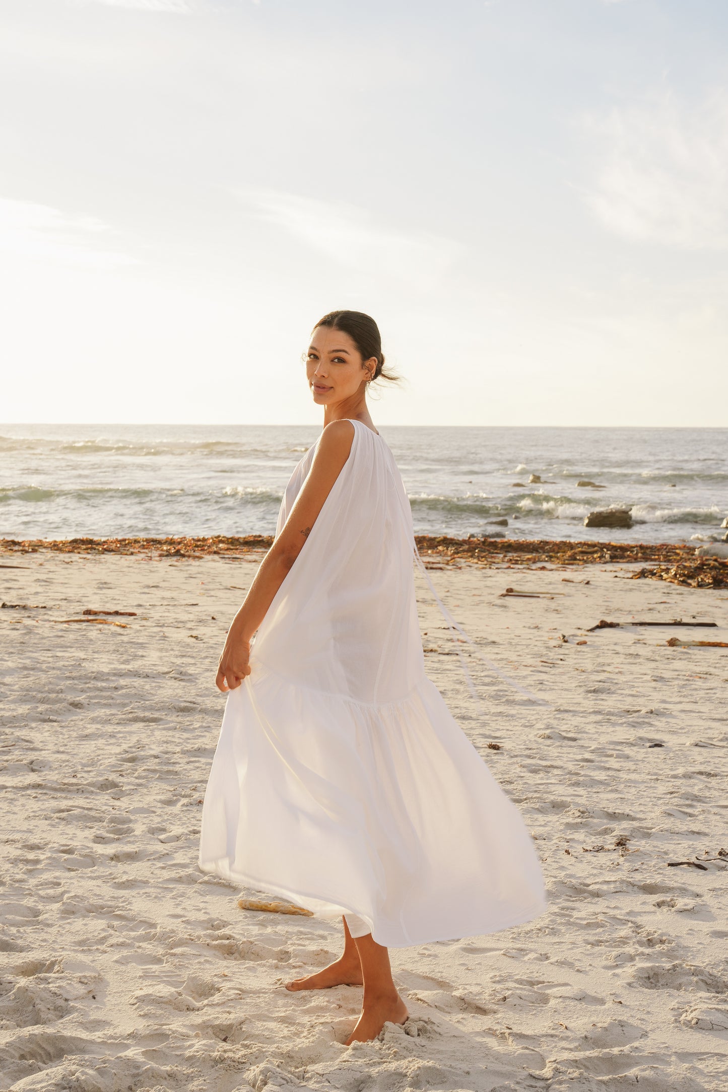 Rowan Cotton Gathered Halterneck Dress