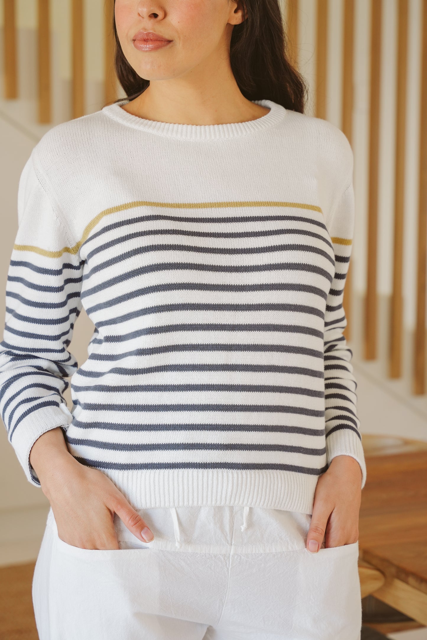 Zinnia Cotton Stripe Crew Knit