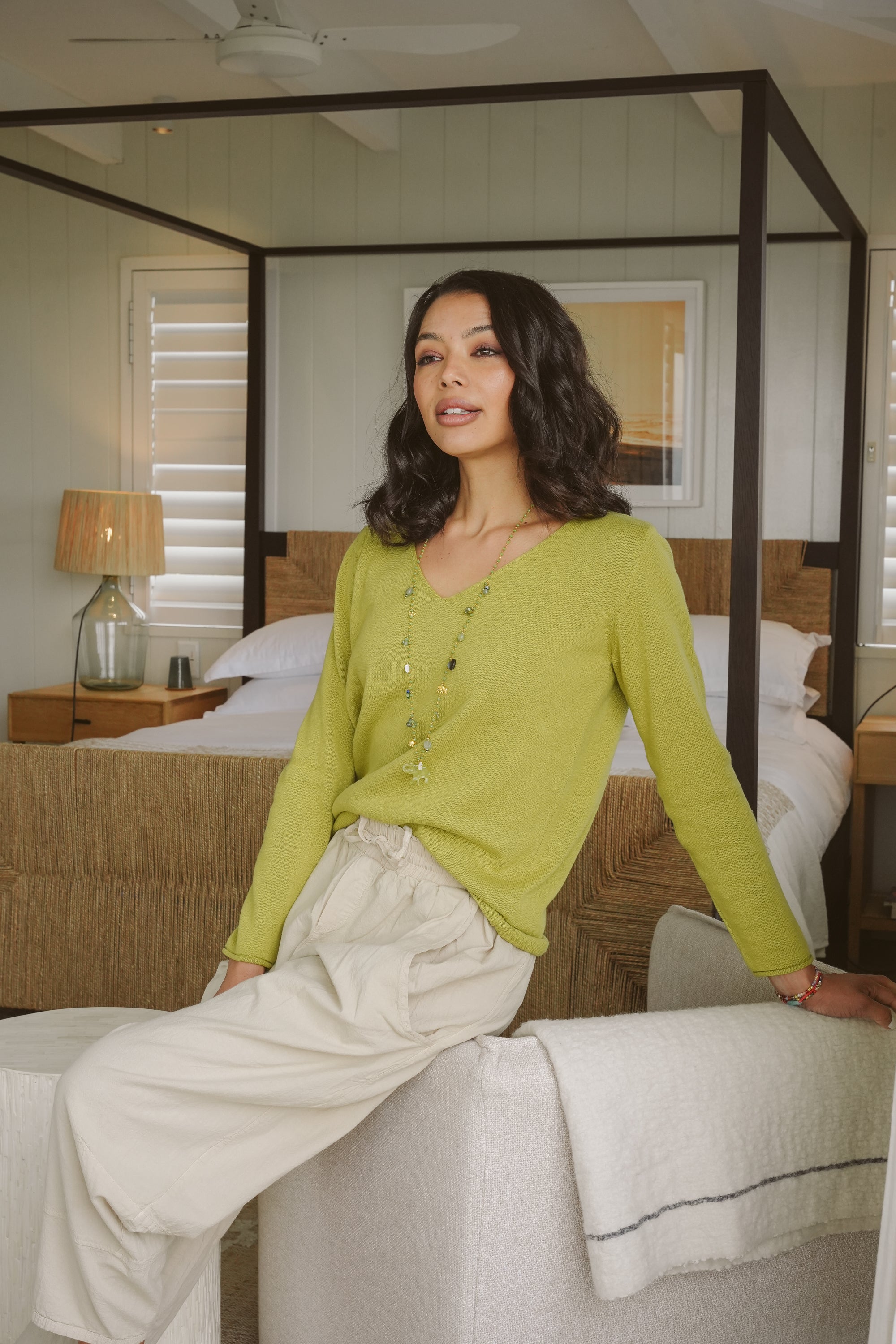 Justine Cotton V-Neck Knit