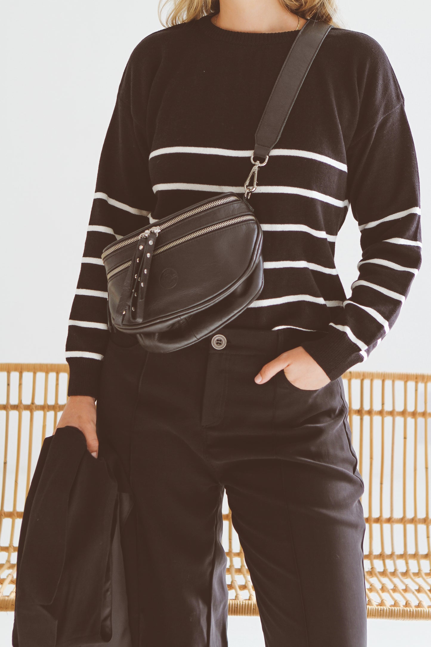 Kelly Leather Crossbody Moon Bag
