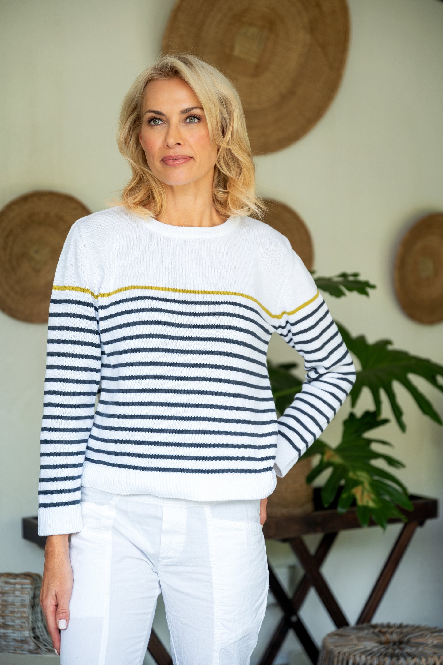 Zinnia Cotton Stripe Crew Knit