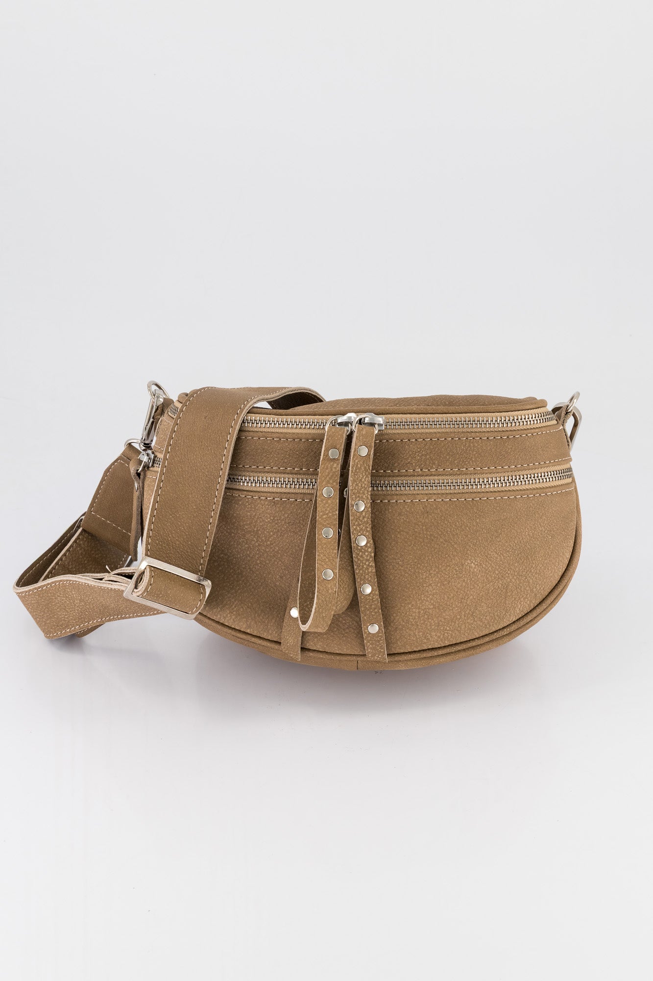 Kelly Leather Crossbody Moon Bag