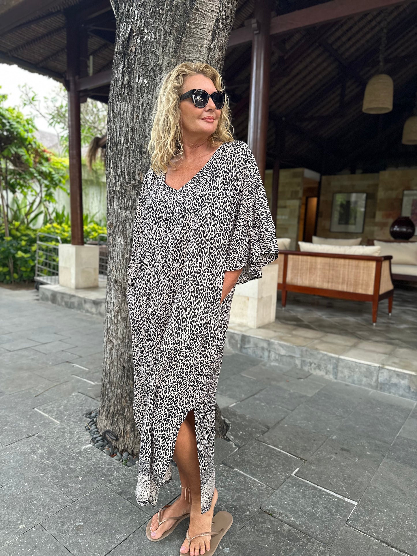 Zoey Long Cheetah Kaftan