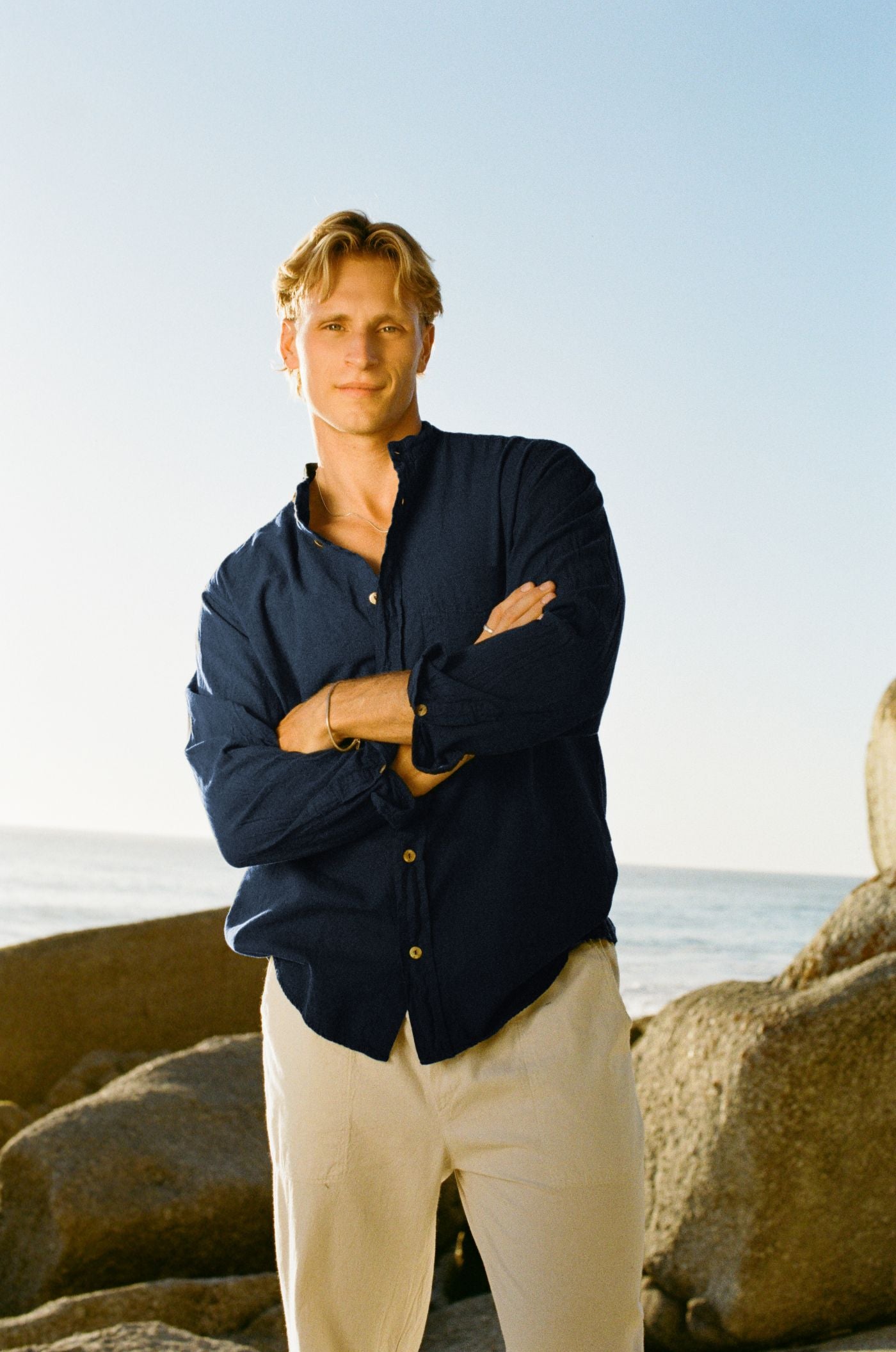 Adam Cotton Mandarin Collar Shirt