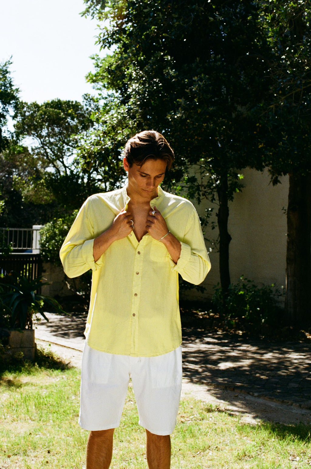 Adam Cotton Mandarin Collar Shirt