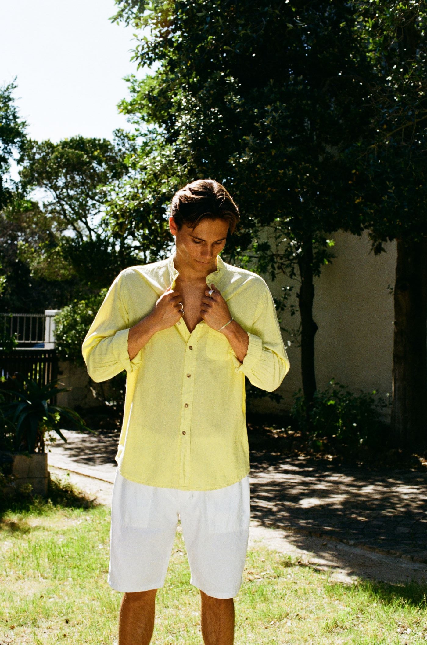 Adam Cotton Mandarin Collar Shirt