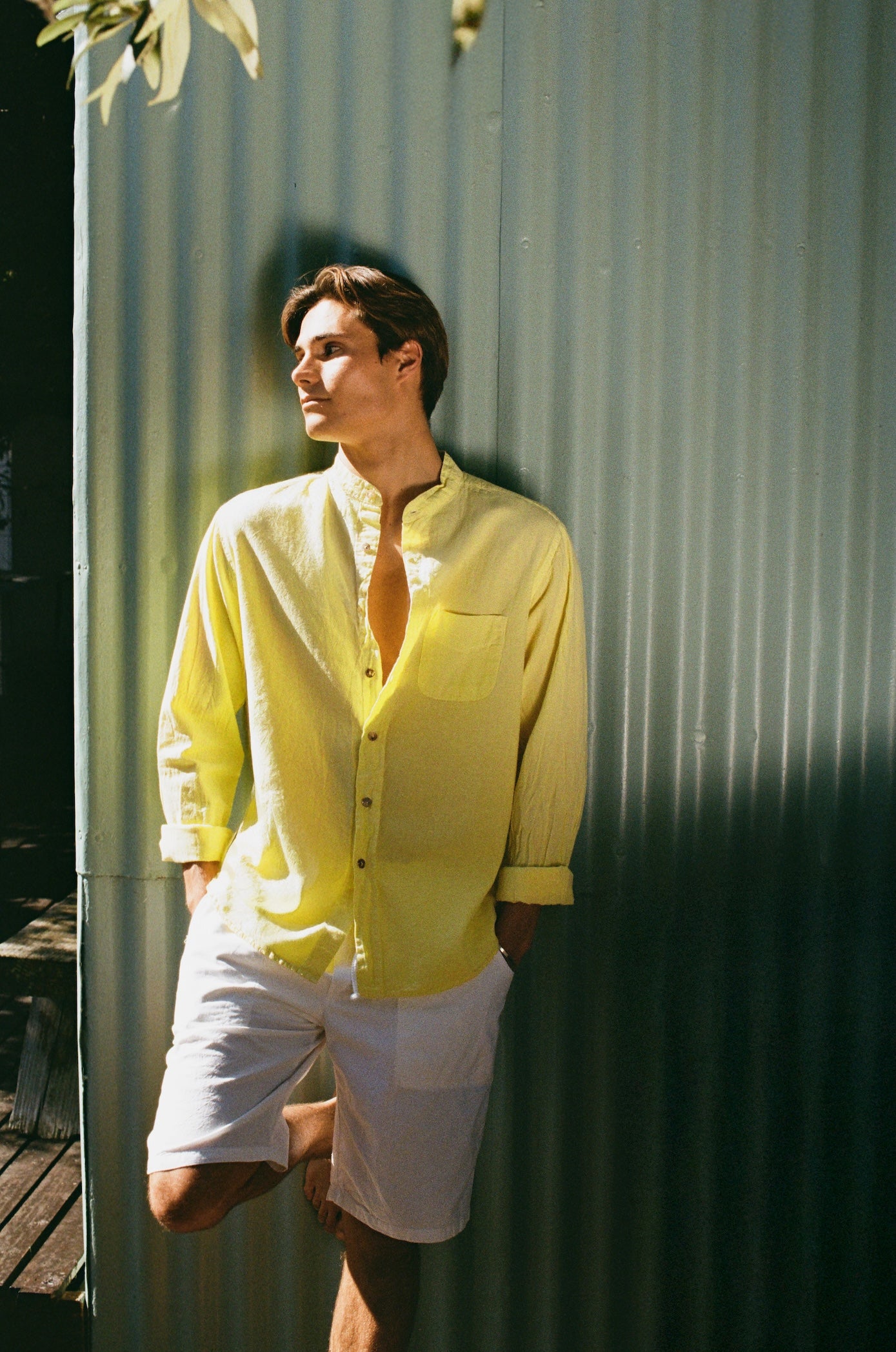 Adam Cotton Mandarin Collar Shirt