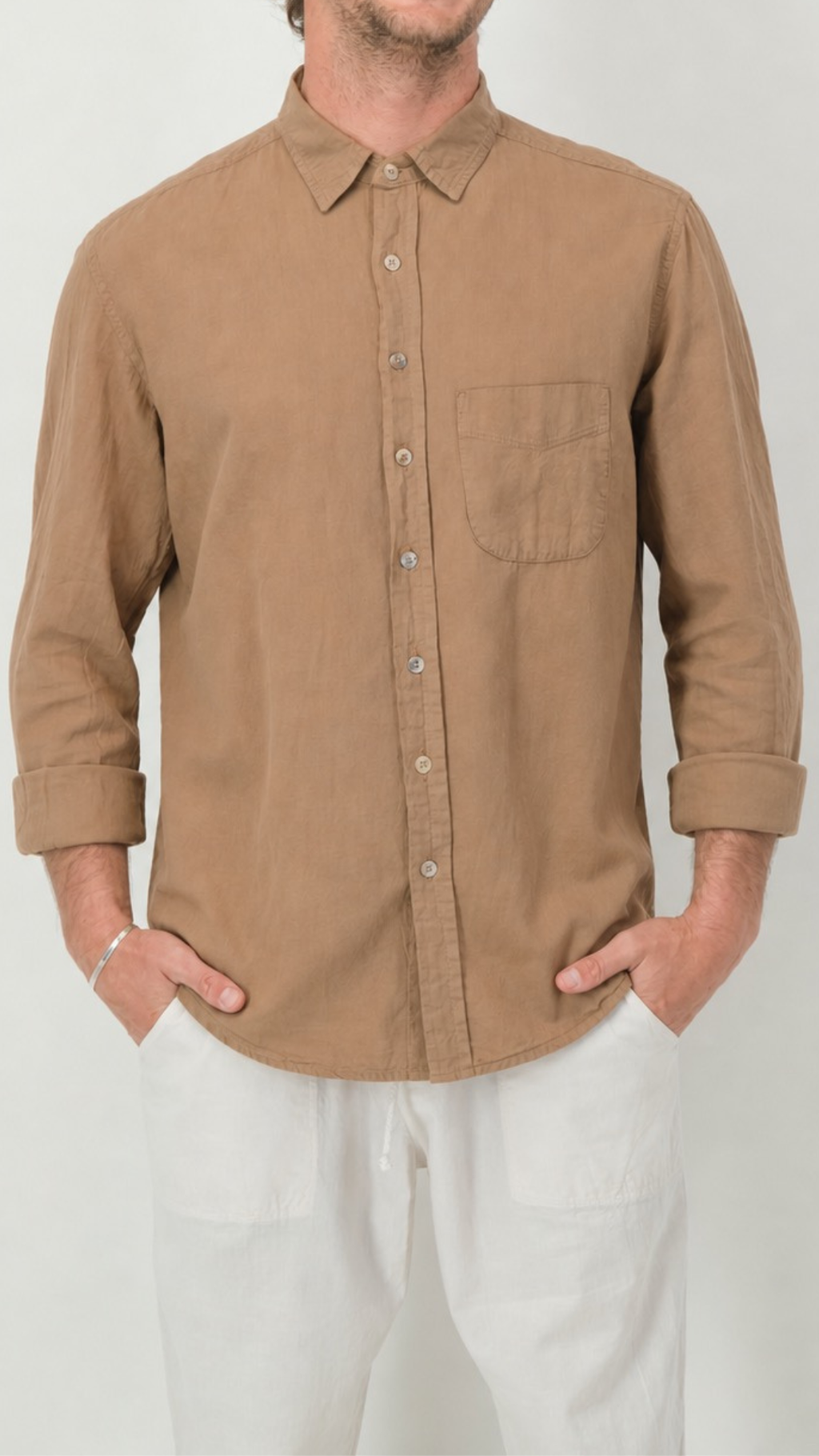 Adam Cotton Mandarin Collar Shirt