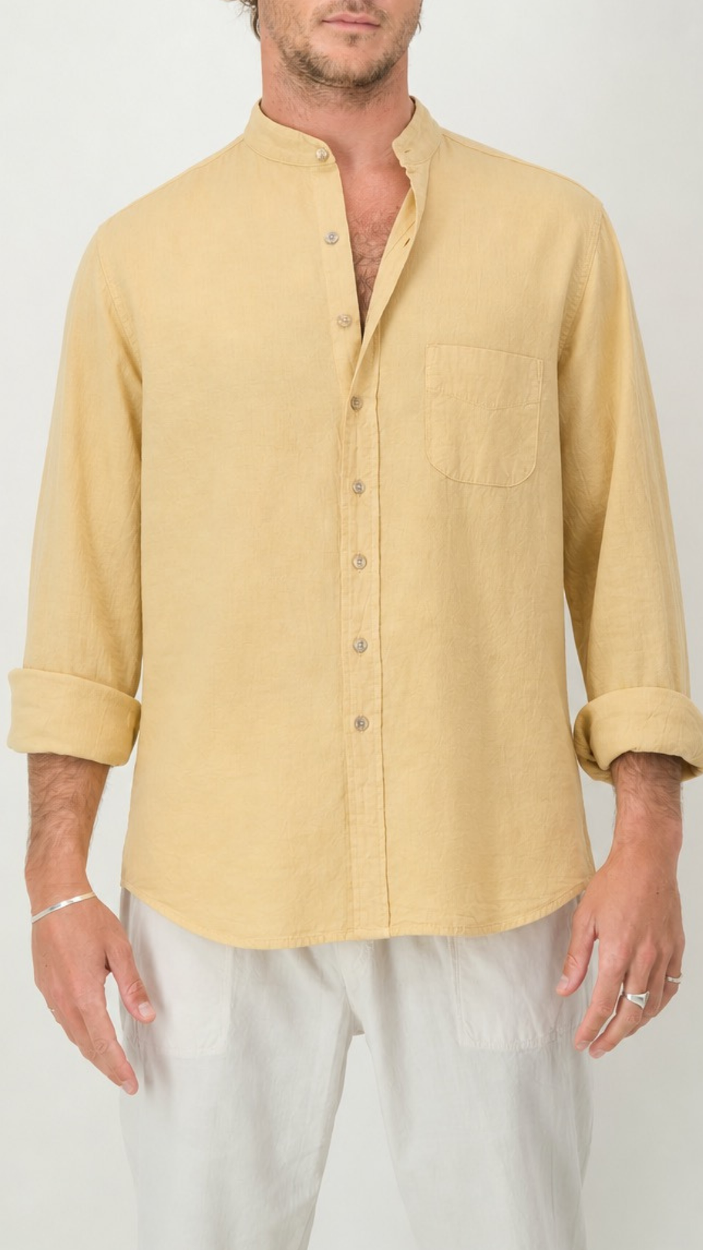 Adam Cotton Mandarin Collar Shirt