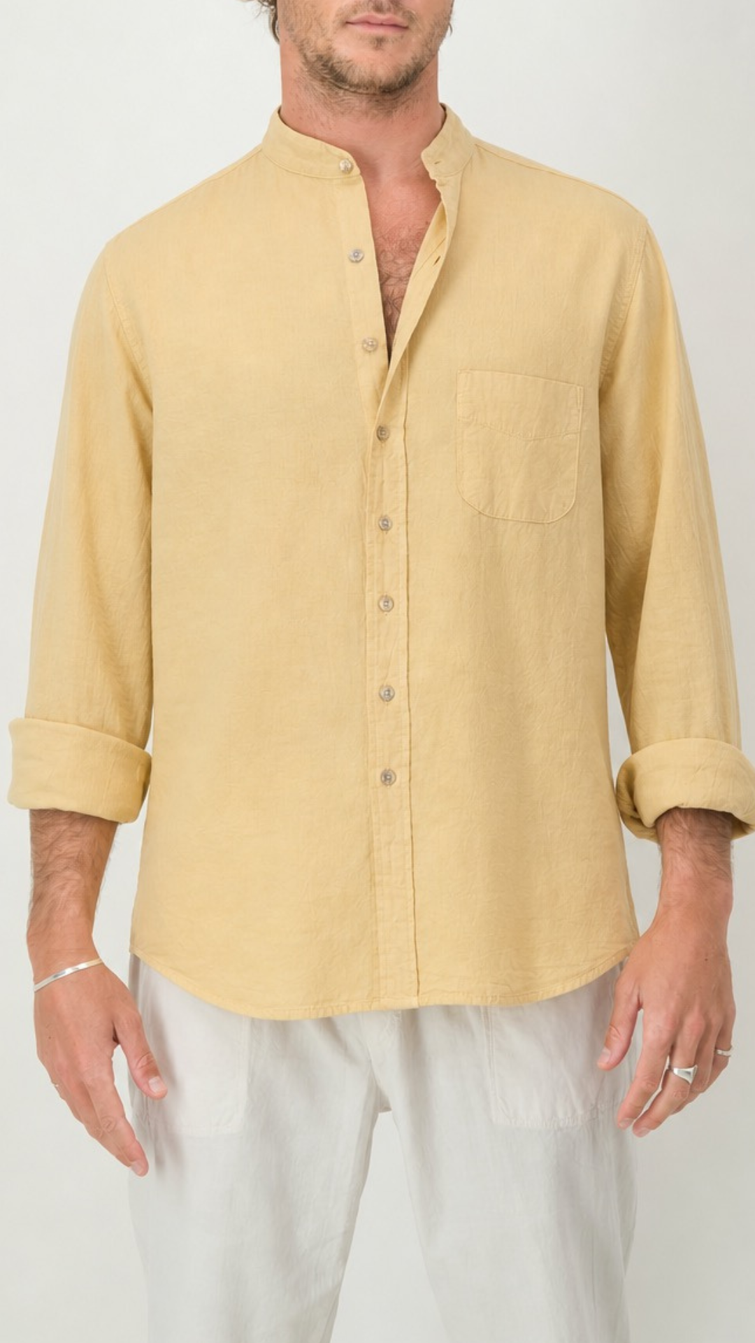Adam Cotton Mandarin Collar Shirt