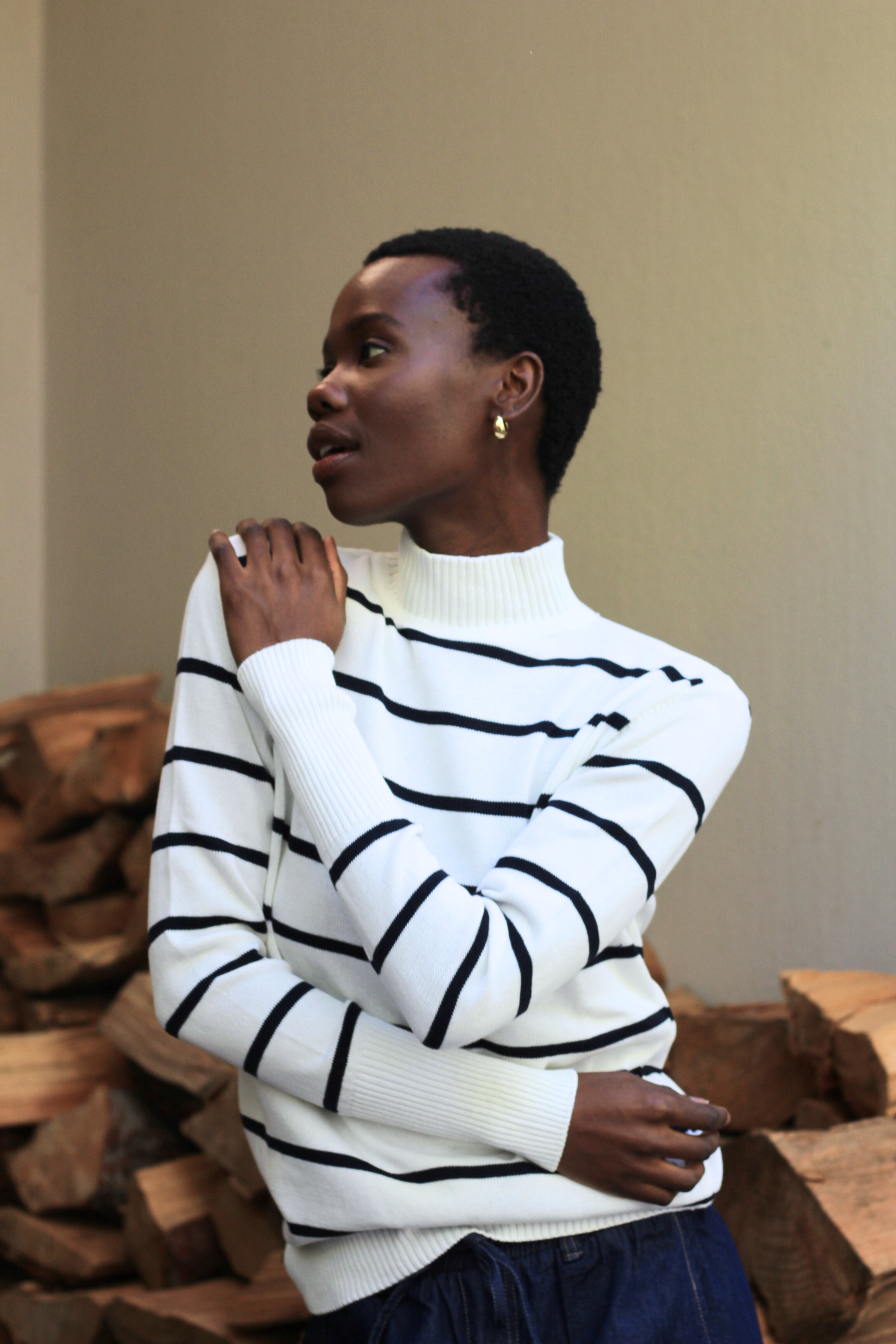 Thyme Cotton Mock-Neck Knit