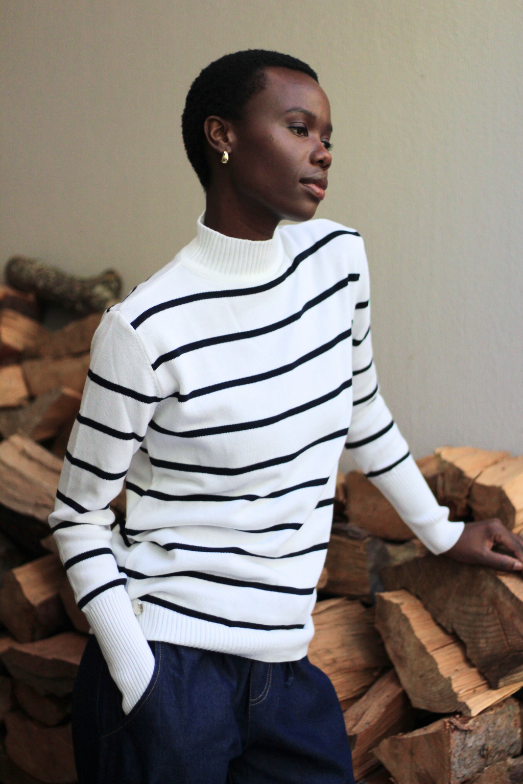 Thyme Cotton Mock-Neck Knit