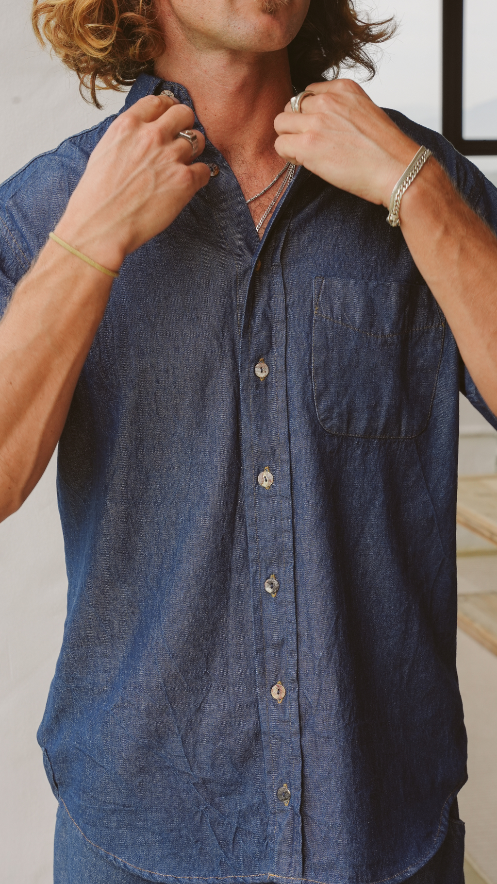 Ethan Short Sleeve Denim Shirt