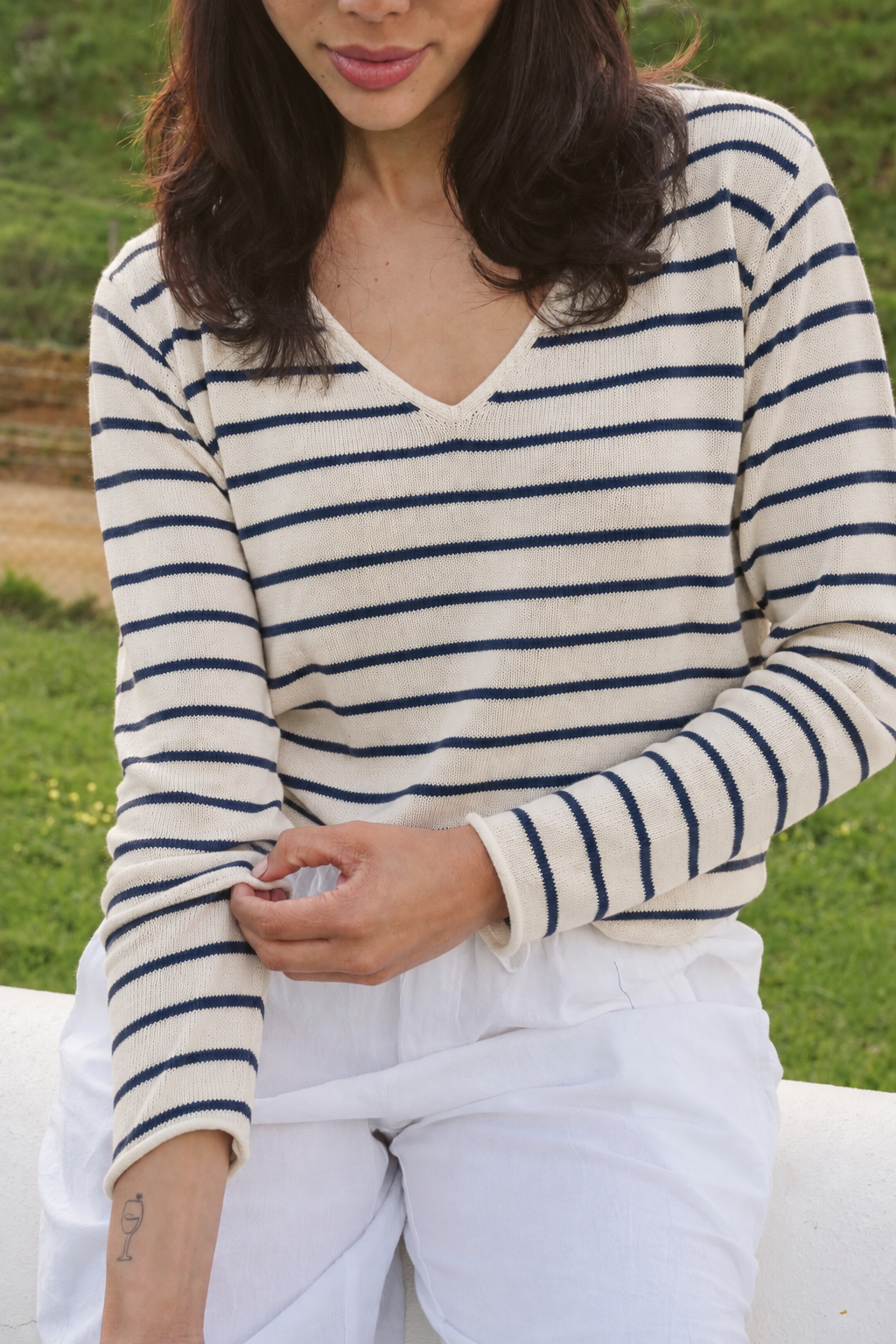 Justine Cotton V-Neck Knit