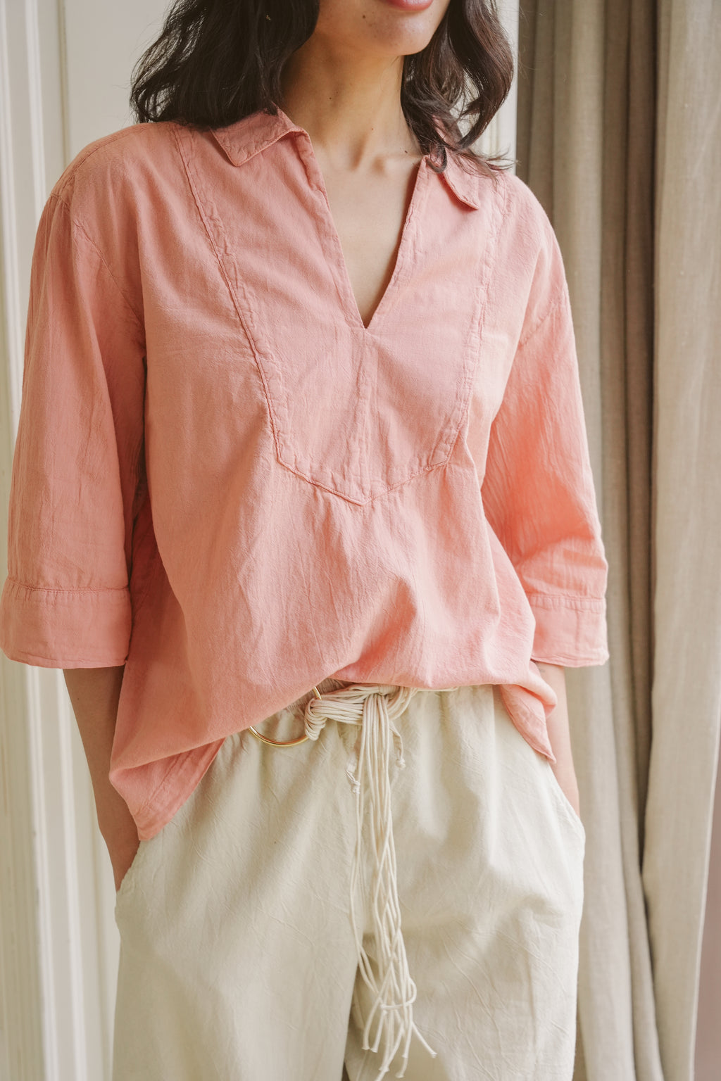 Azure Cotton Bib Shirt