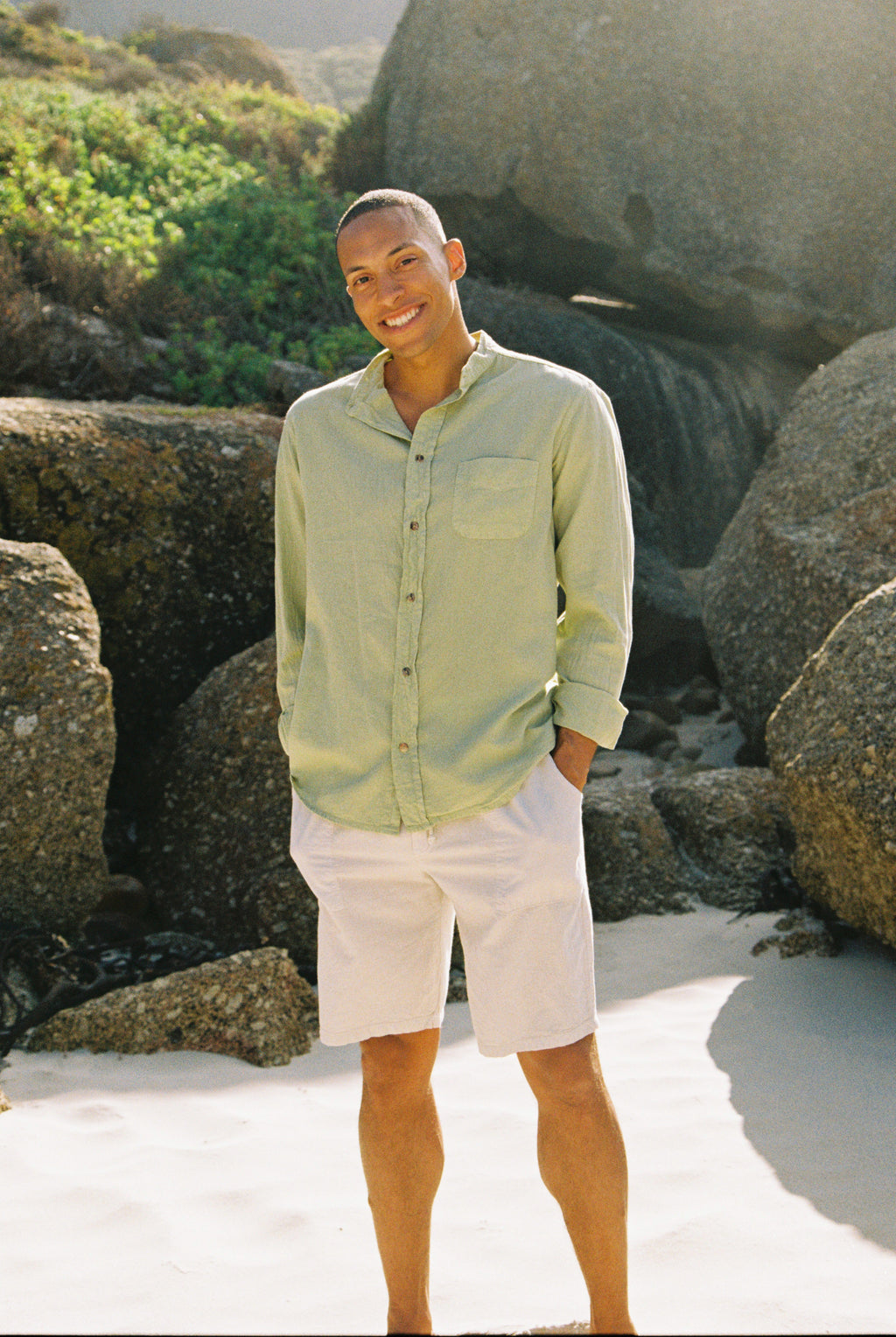 Adam Cotton Mandarin Collar Shirt