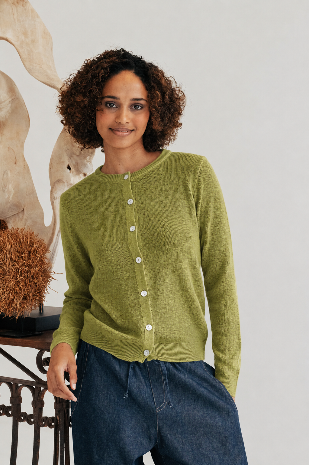 Gianna Cotton Cloud-Stitch Cardigan