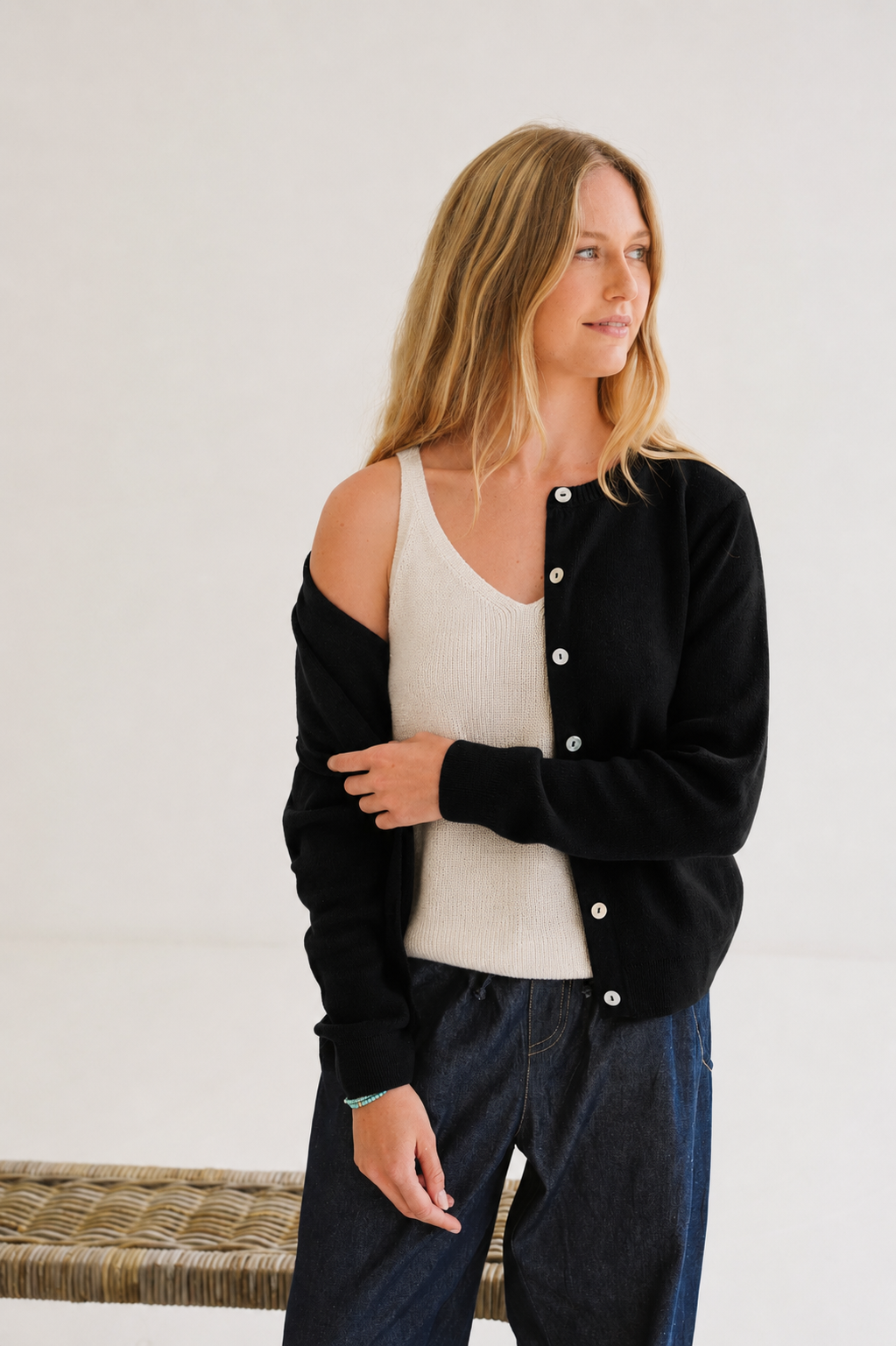 Gianna Cotton Cloud-Stitch Cardigan