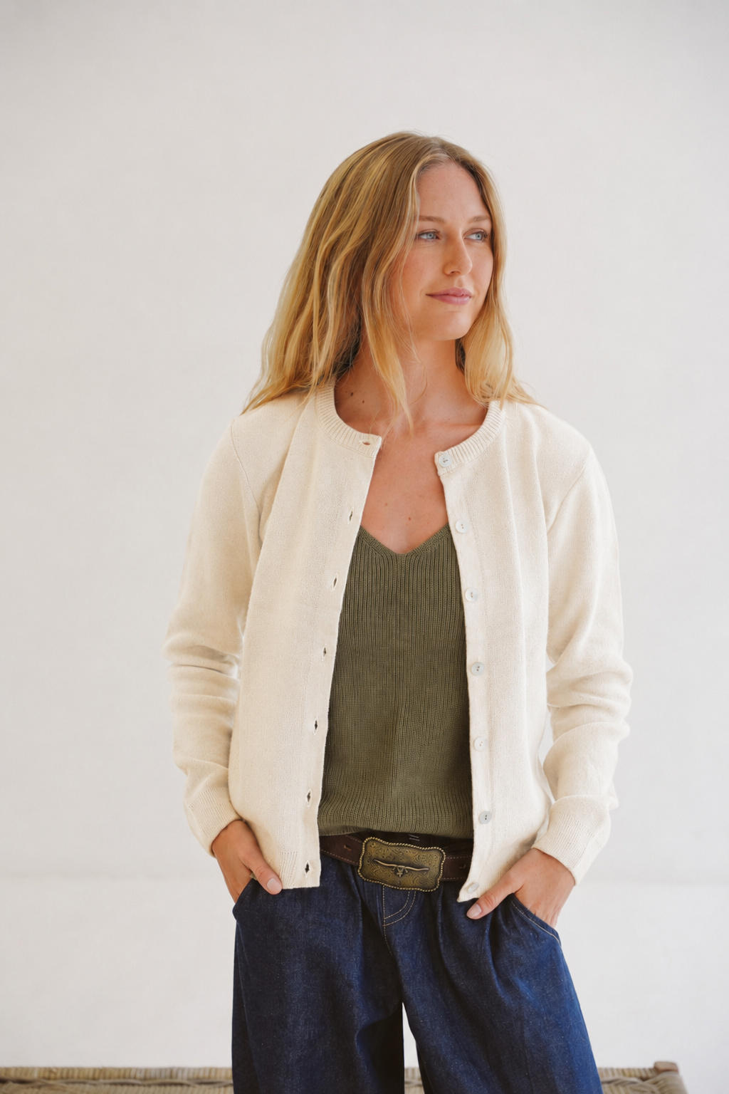 Gianna Cotton Cloud-Stitch Cardigan