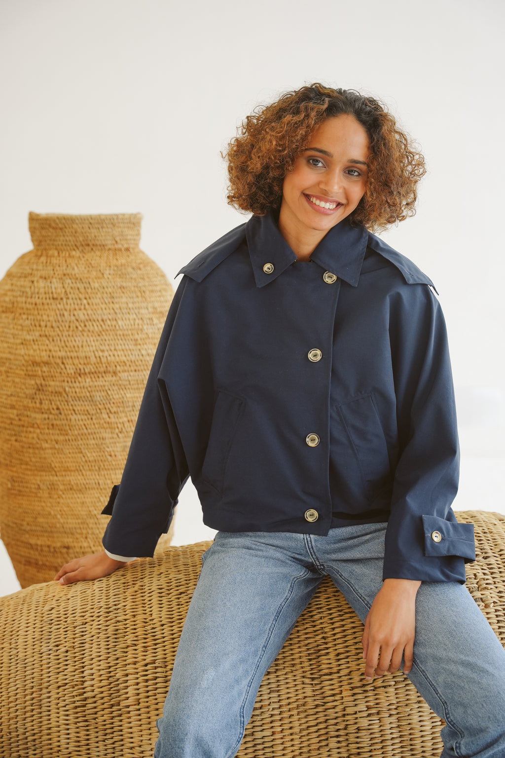 Nia Cotton-Blend Batwing Jacket
