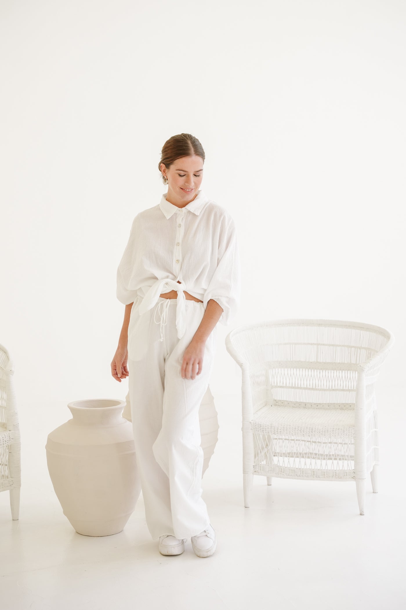 Hana Cotton Wide-Leg Pants