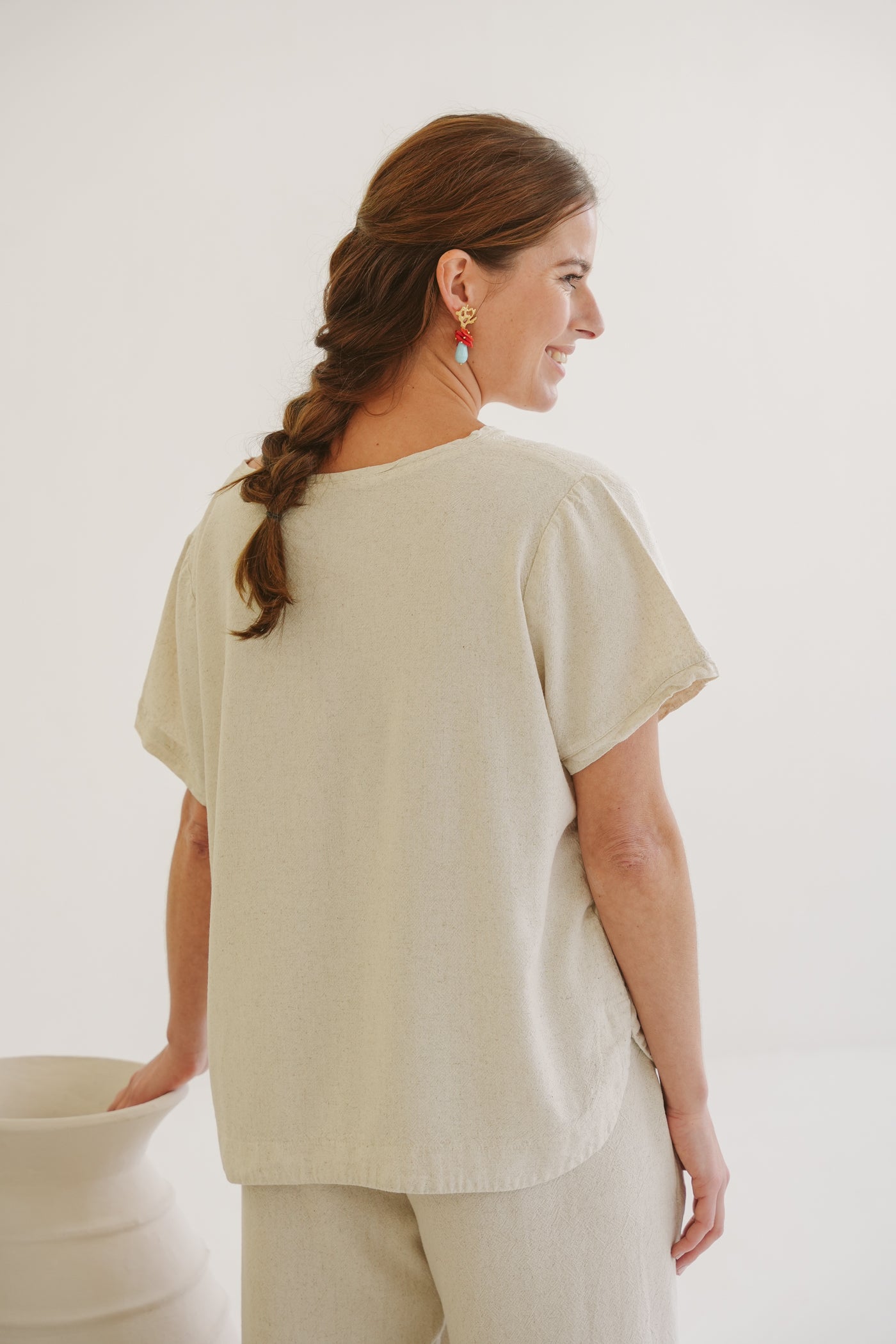 Riva Linen V-Neck Top