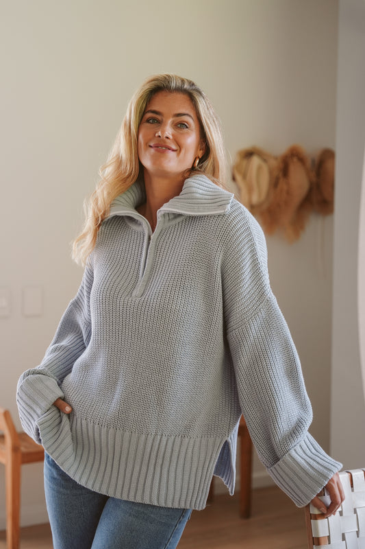 Dakota Cotton Quarter Zip Knit