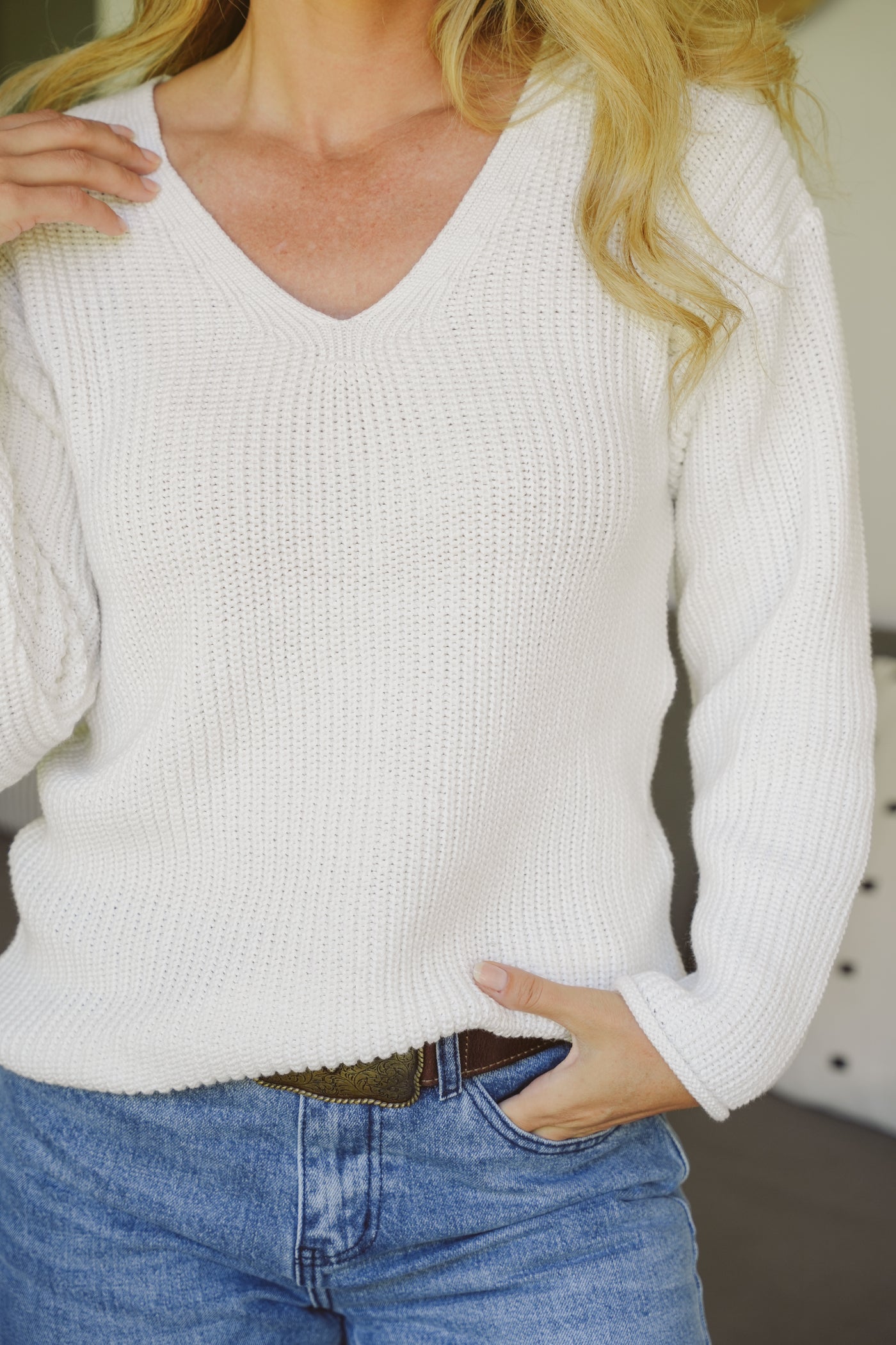 Jordan Cotton V-Neck Chunky Knit