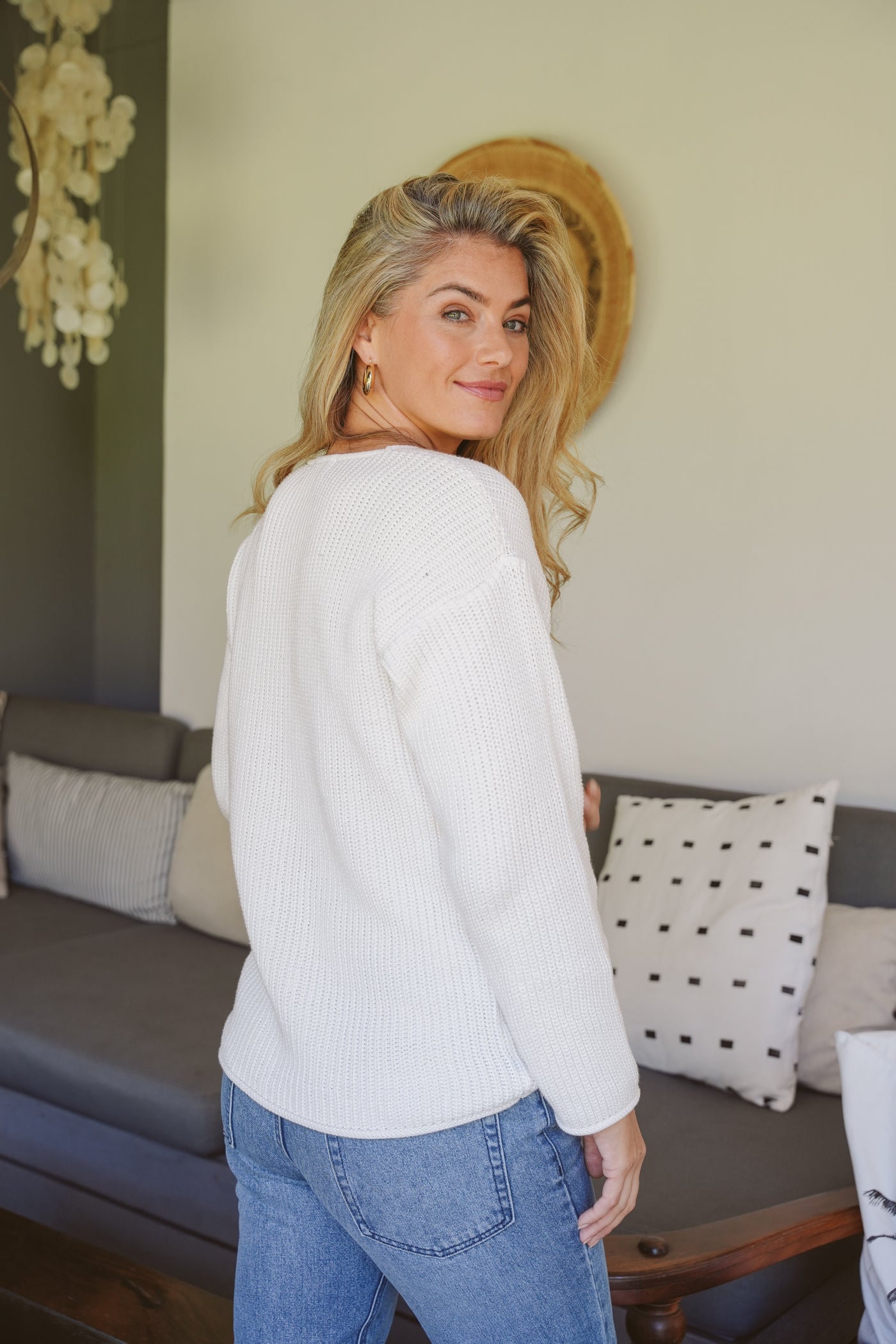 Jordan Cotton V-Neck Chunky Knit