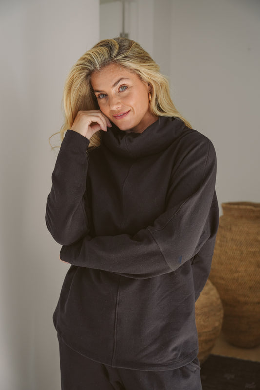 Billie Fleece Rolled Neck Top