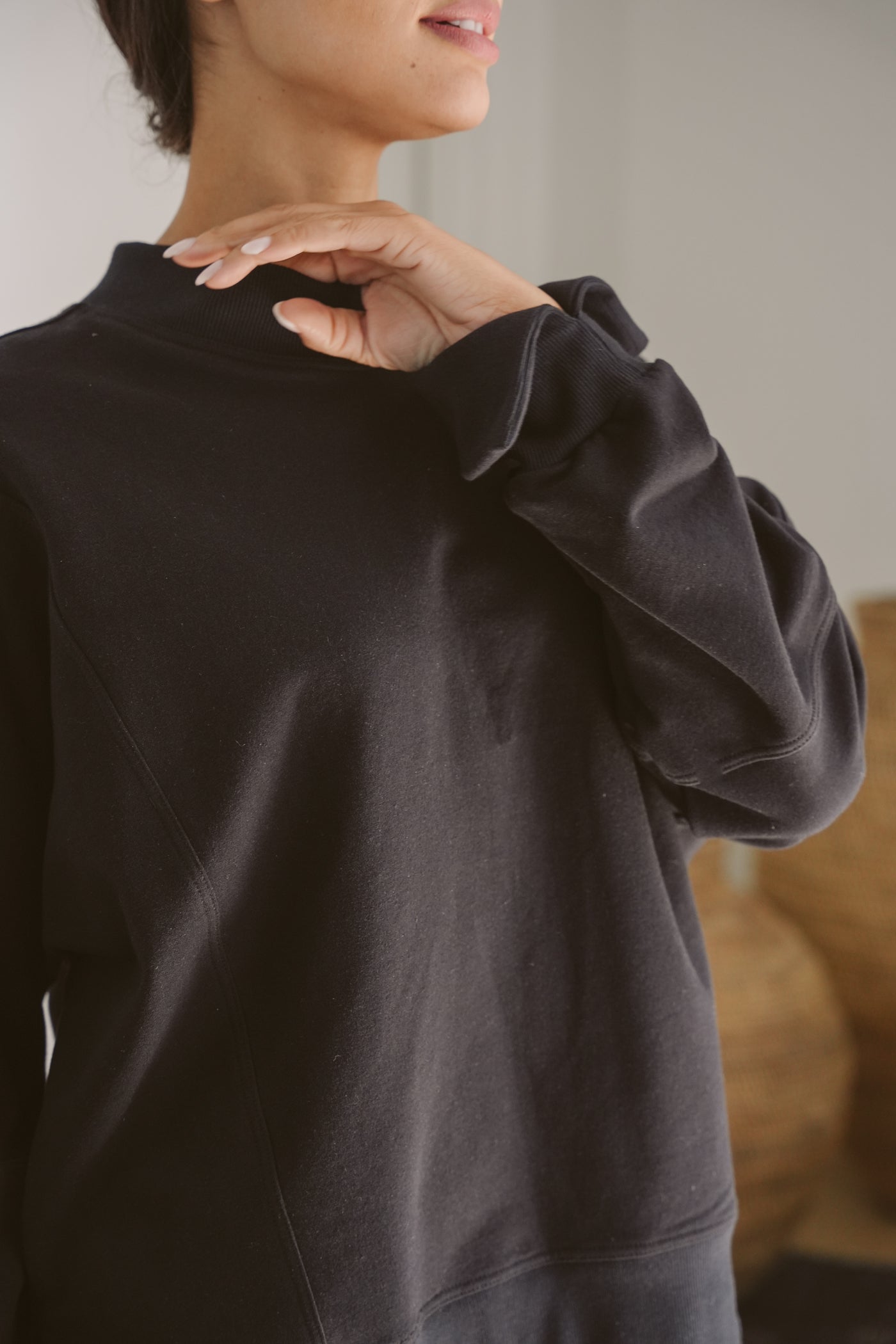 Tate Fleece Mock-Neck Top