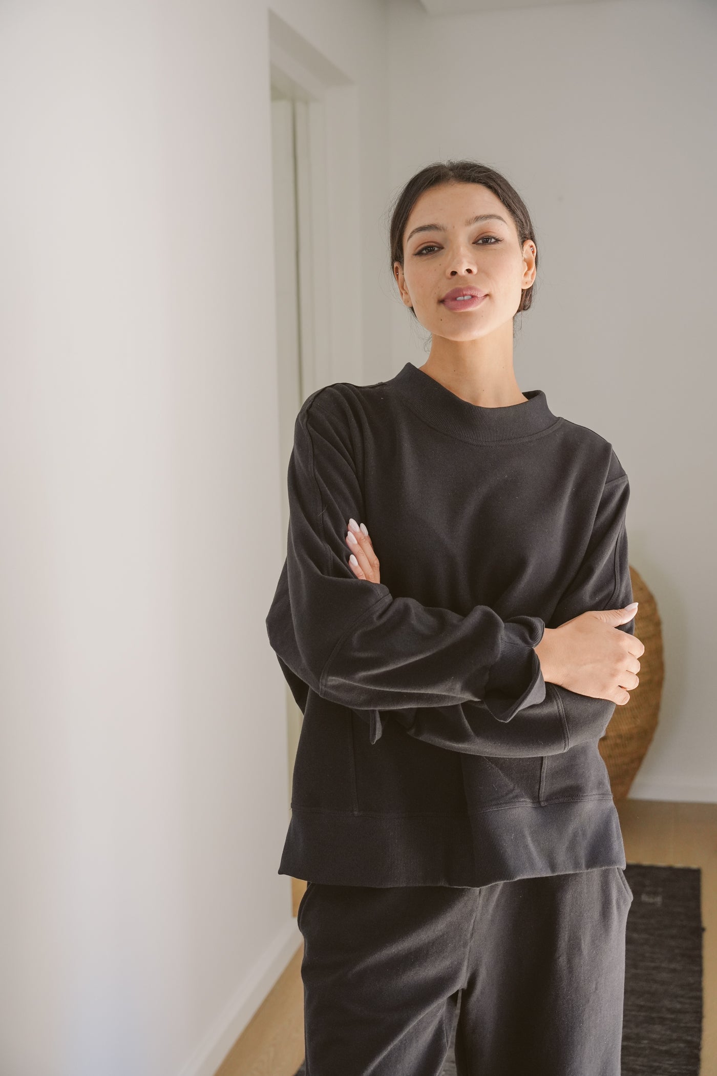 Tate Fleece Mock-Neck Top