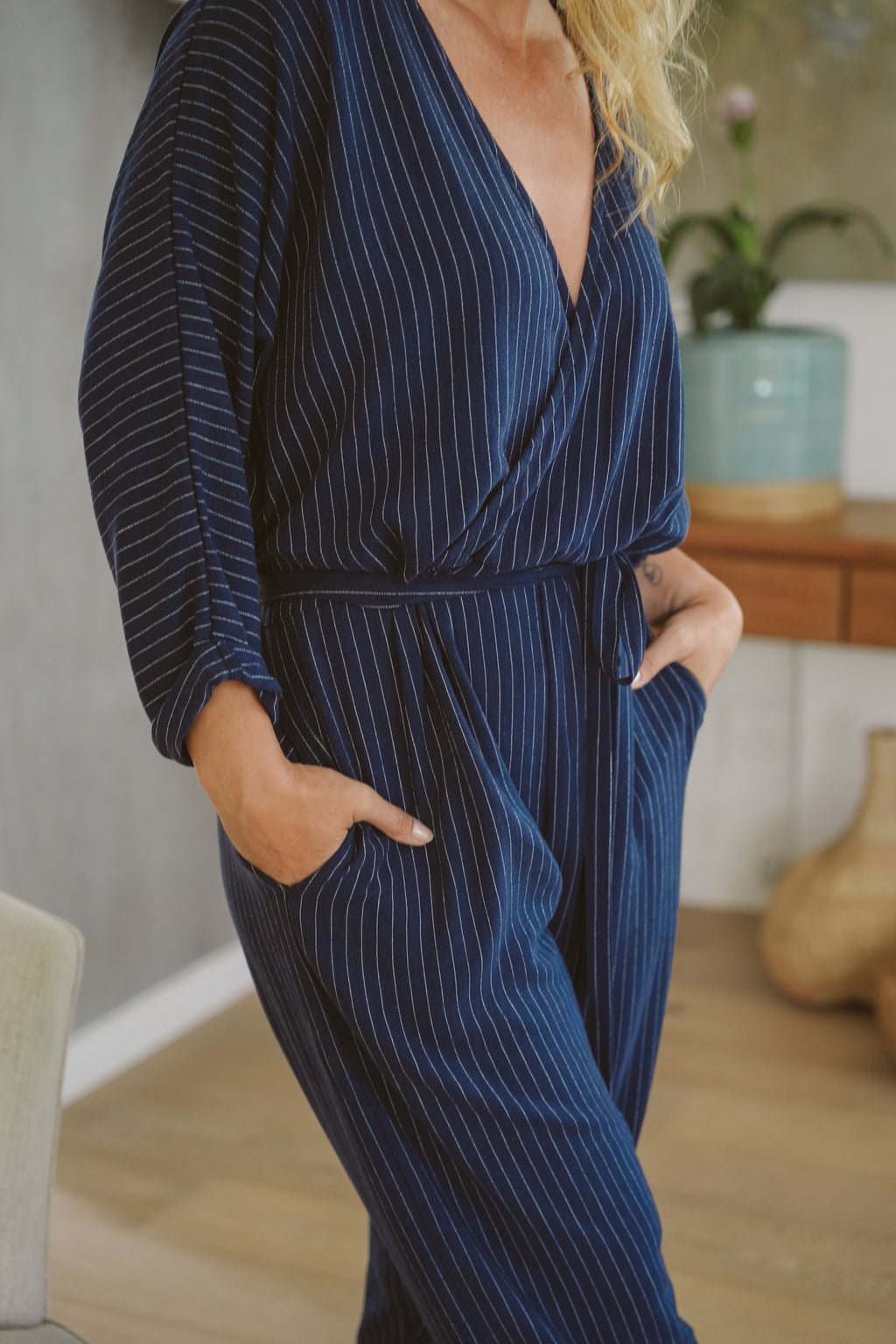 Juno Linen Long-Sleeve Jumpsuit
