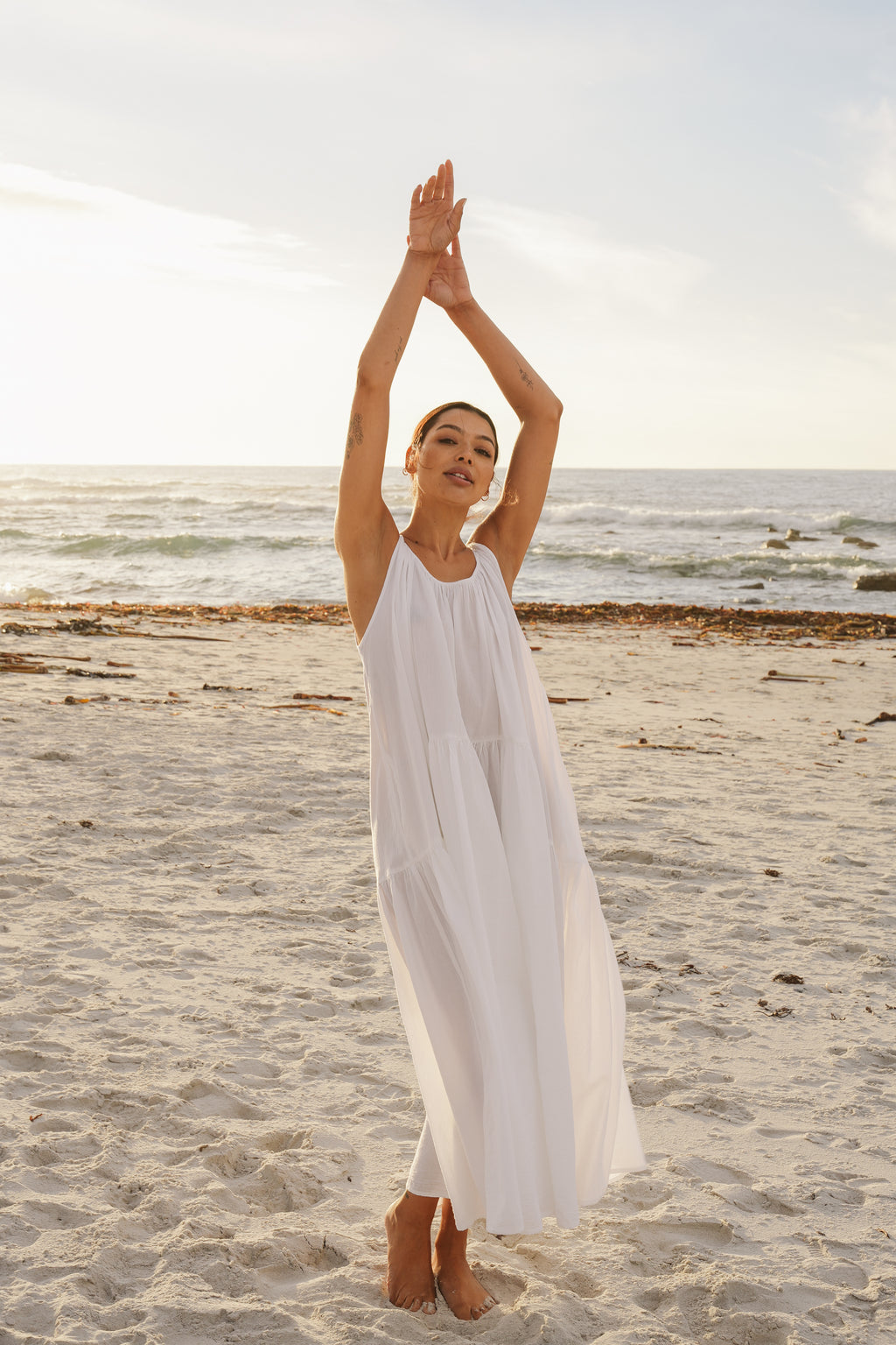 Rowan Cotton Gathered Halterneck Dress