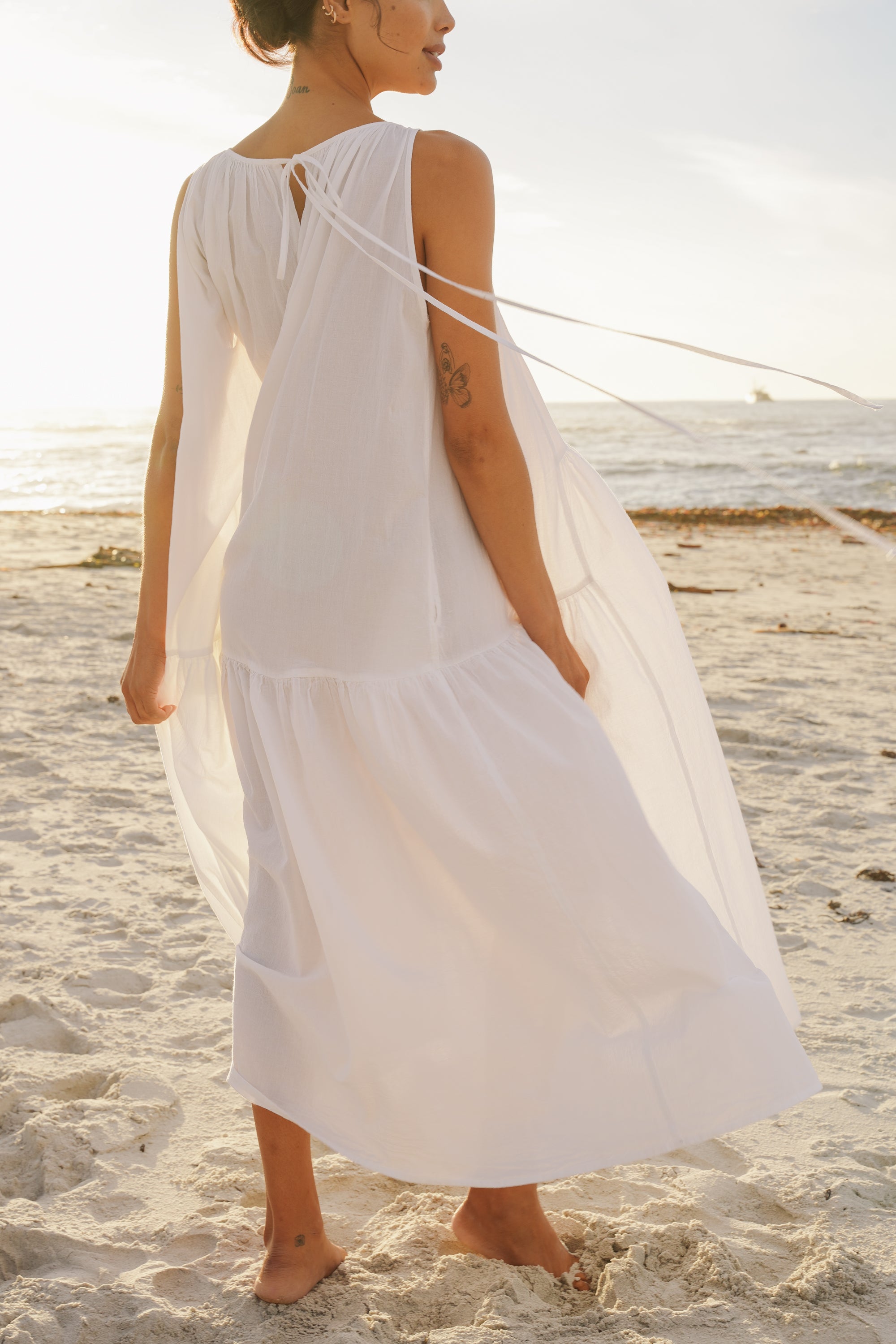 Rowan Cotton Gathered Halterneck Dress