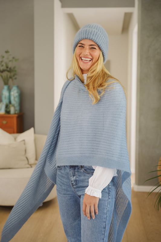 Jenna Mohair Blend Graphic Cape