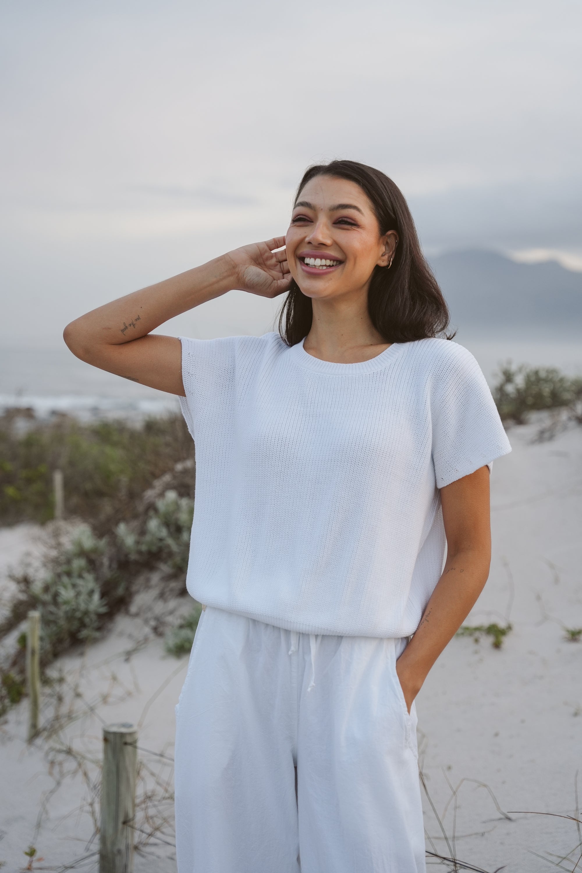 Olivia Cotton Cap-Sleeve Knit