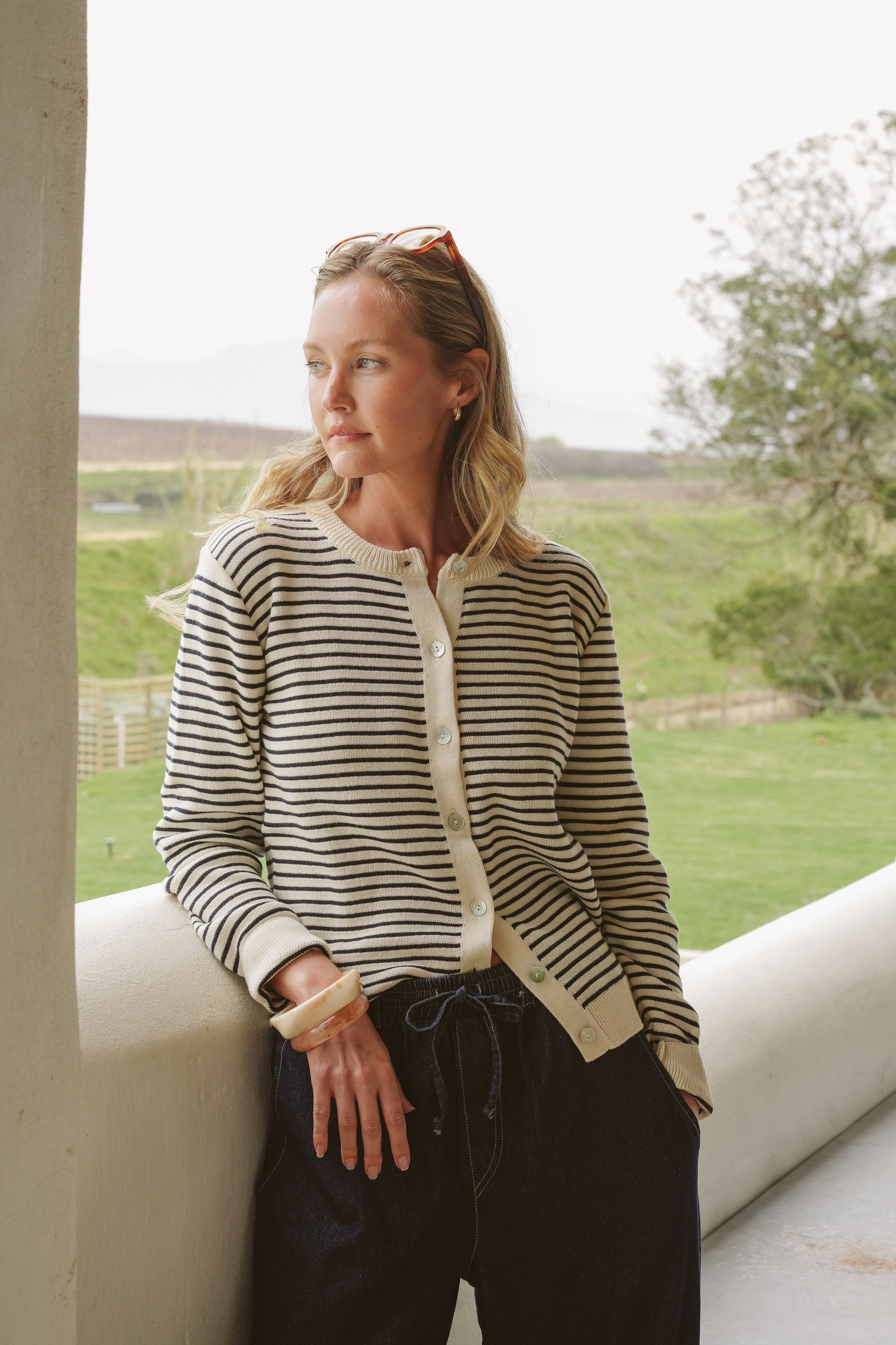 Gianna Cotton Cloud-Stitch Cardigan