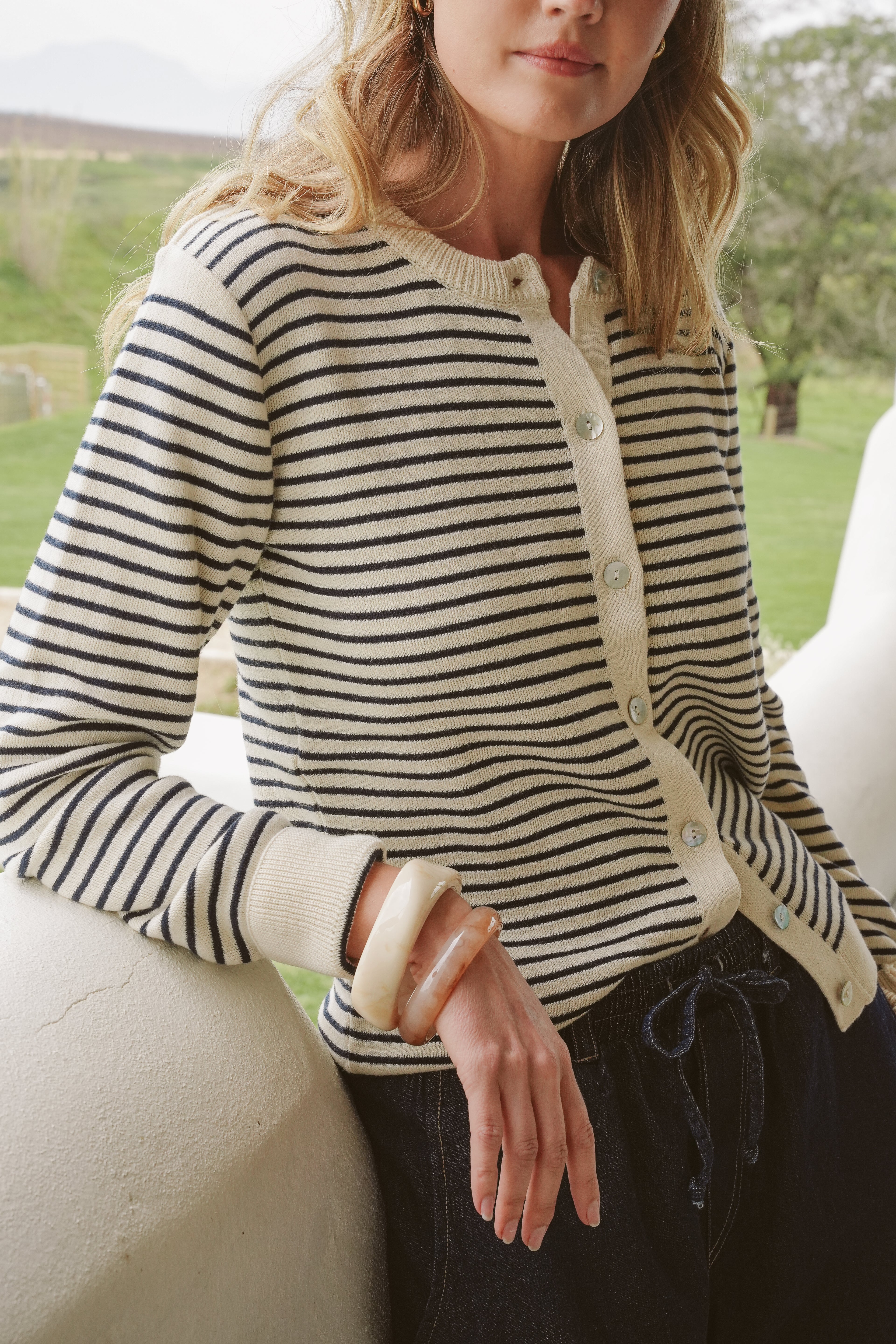Gianna Cotton Cloud-Stitch Cardigan
