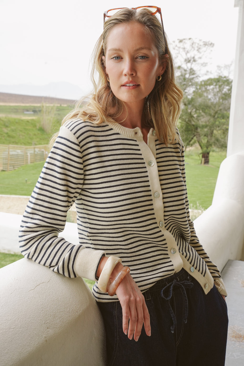 Gianna Cotton Cloud-Stitch Cardigan
