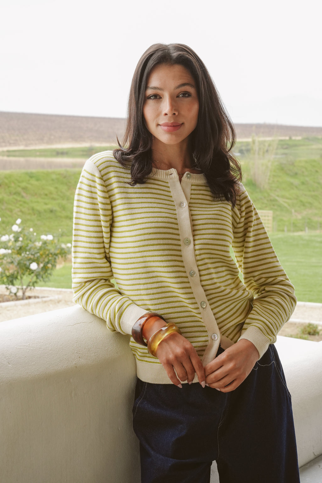 Gianna Cotton Cloud-Stitch Cardigan