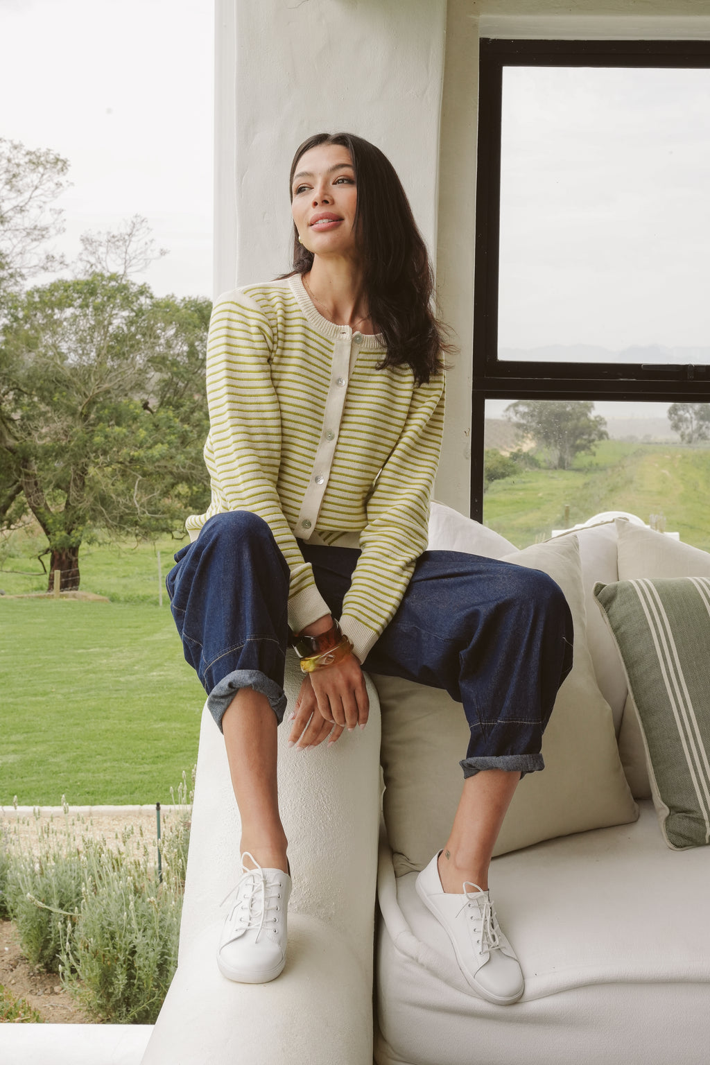 Gianna Cotton Cloud-Stitch Cardigan