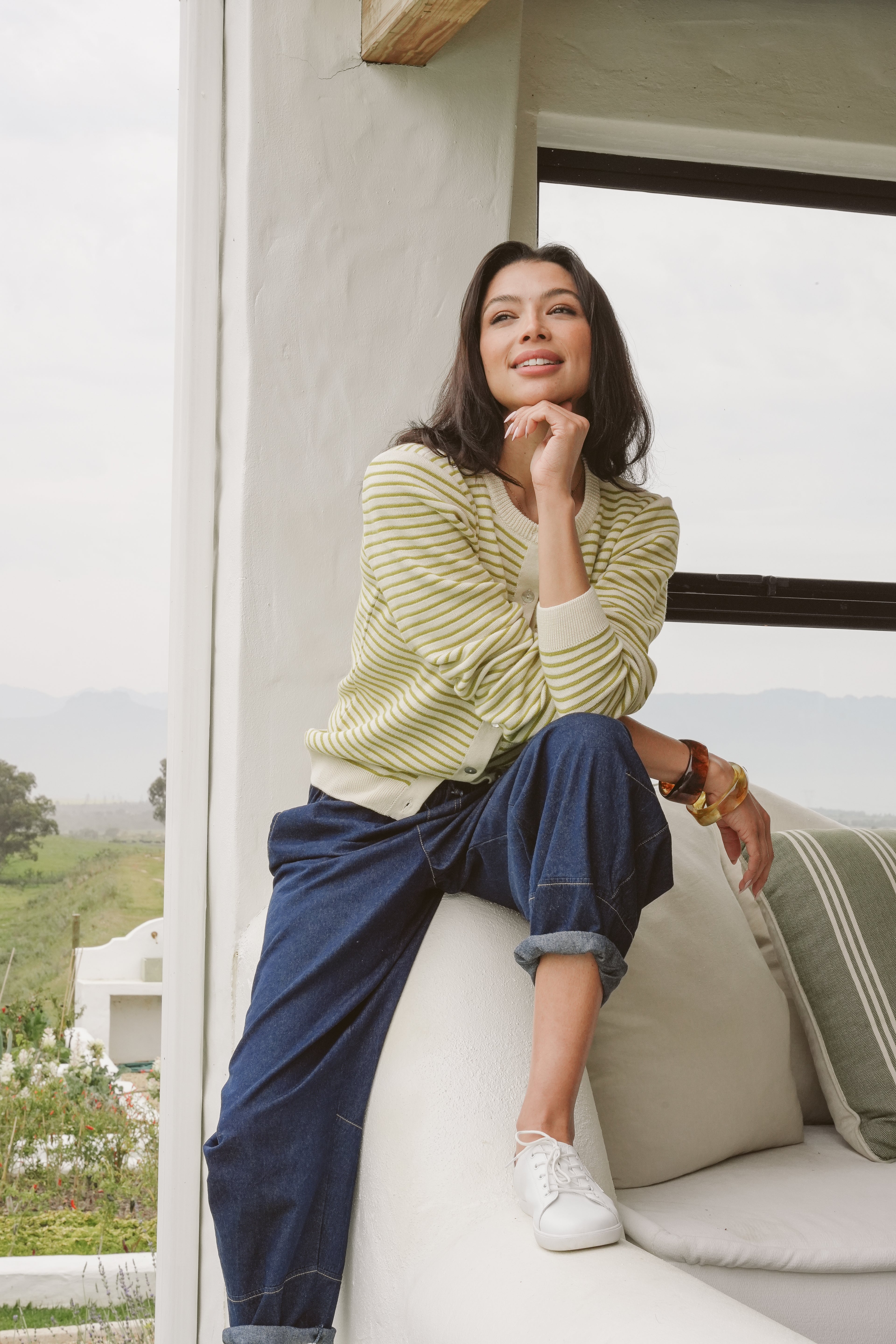 Gianna Cotton Cloud-Stitch Cardigan
