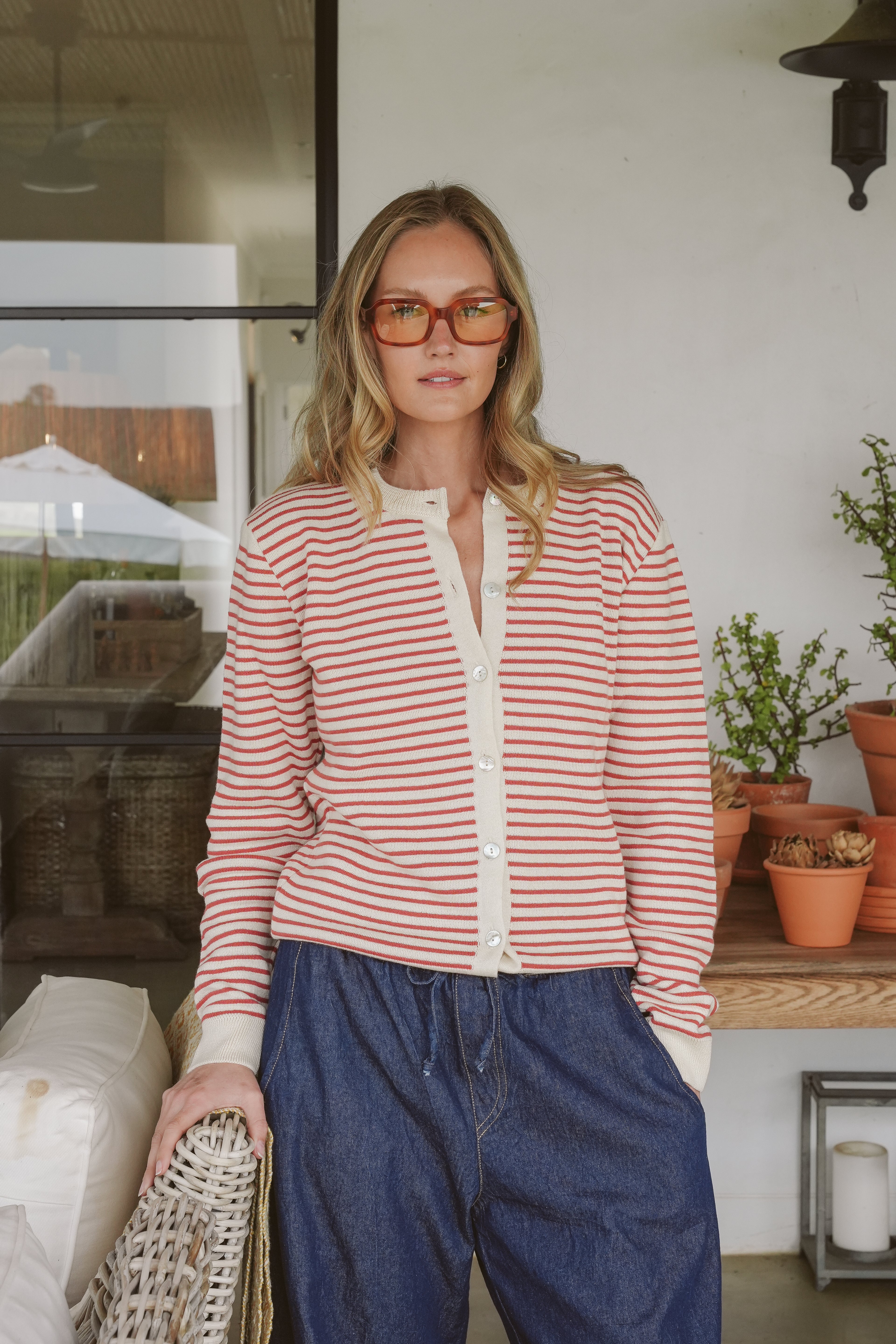 Gianna Cotton Cloud-Stitch Cardigan