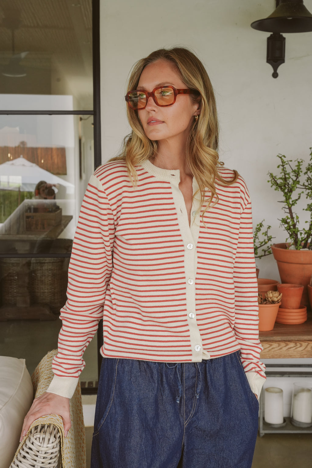 Gianna Cotton Cloud-Stitch Cardigan