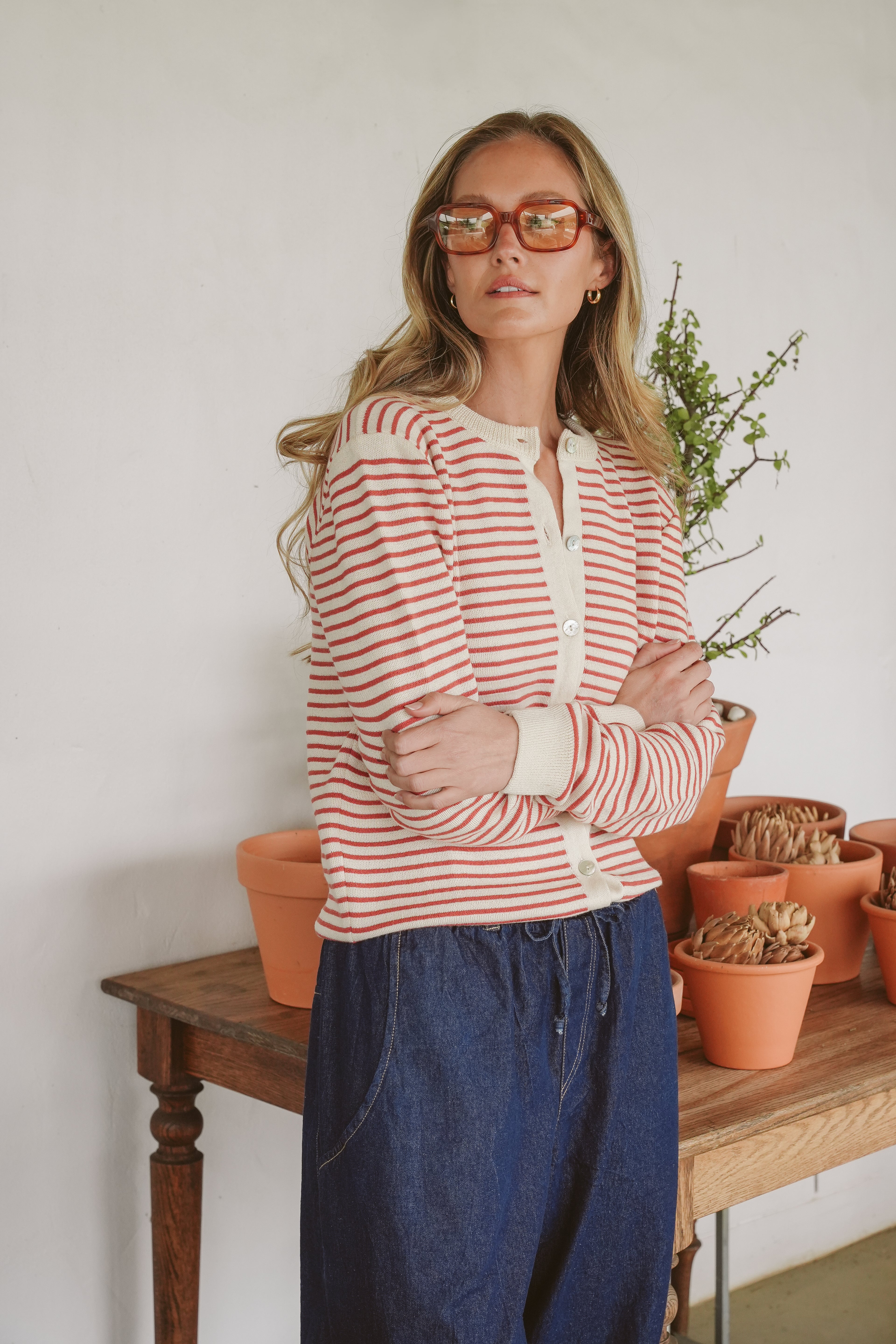 Gianna Cotton Cloud-Stitch Cardigan