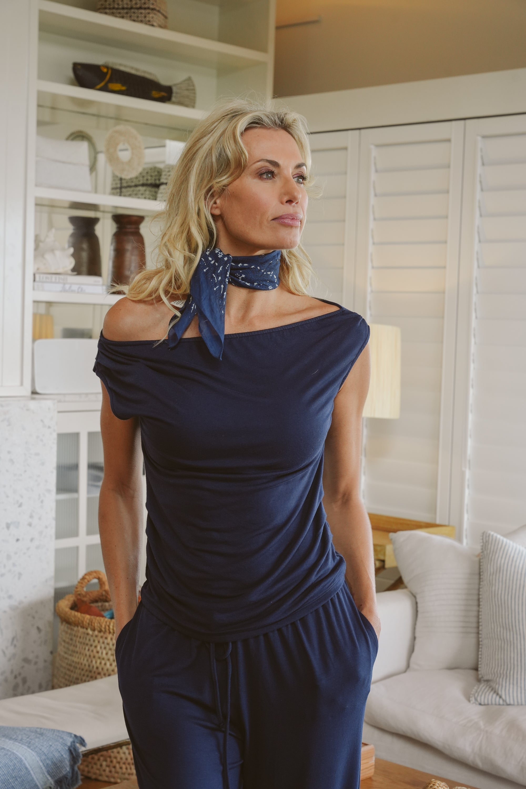 Christy Viscose One-Shoulder Top