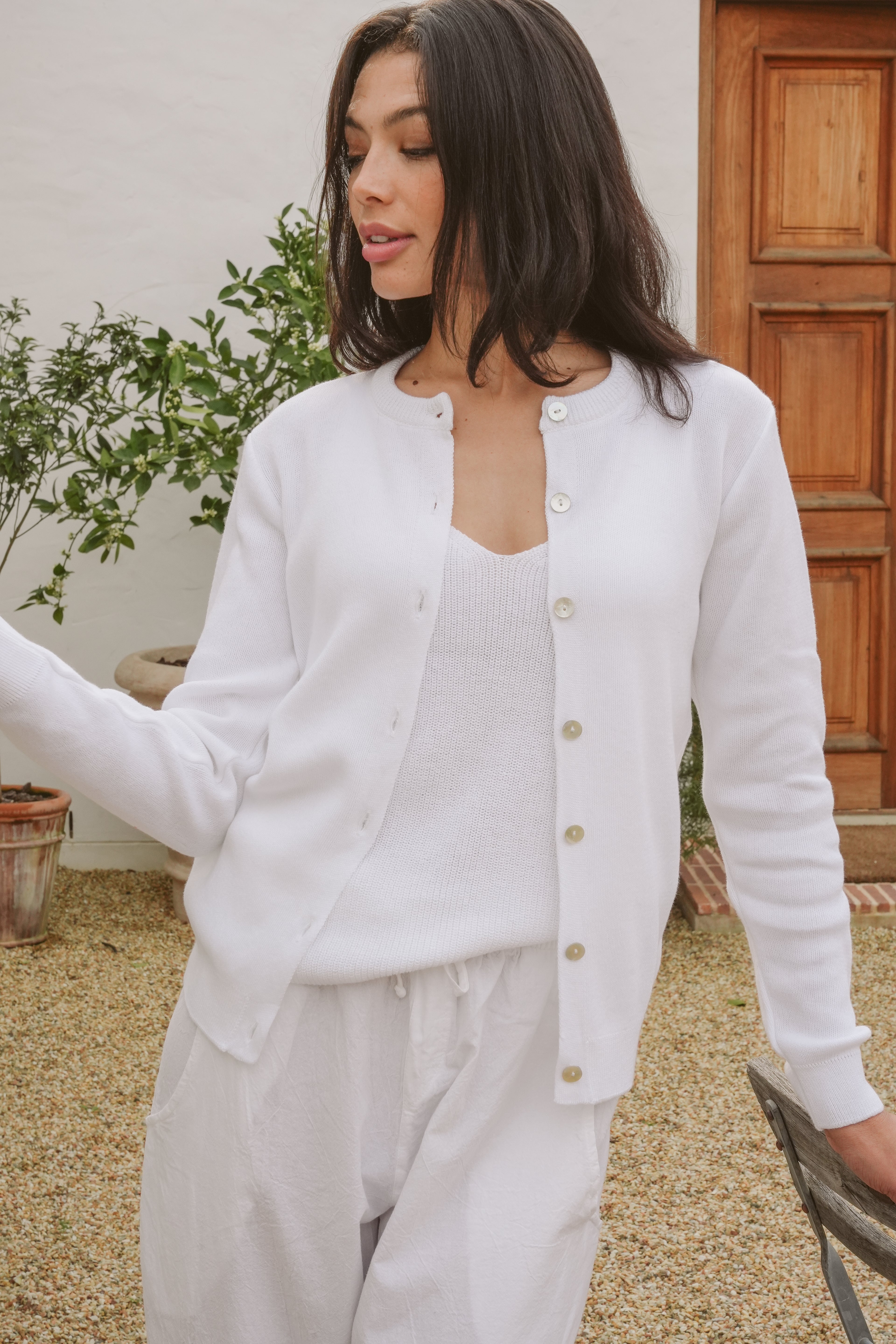 Gianna Cotton Cloud-Stitch Cardigan
